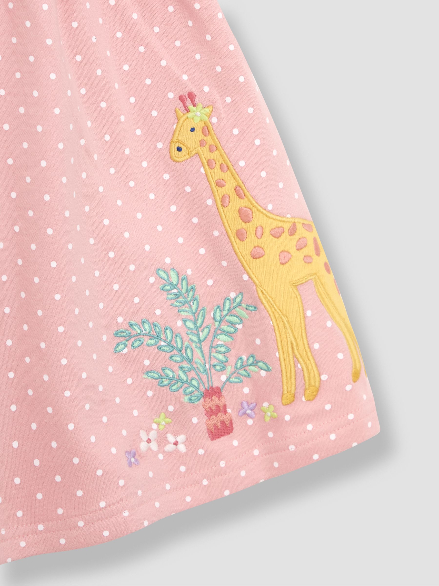Coral Pink Giraffe Appliqué Button Front Dress - Image 3 of 3