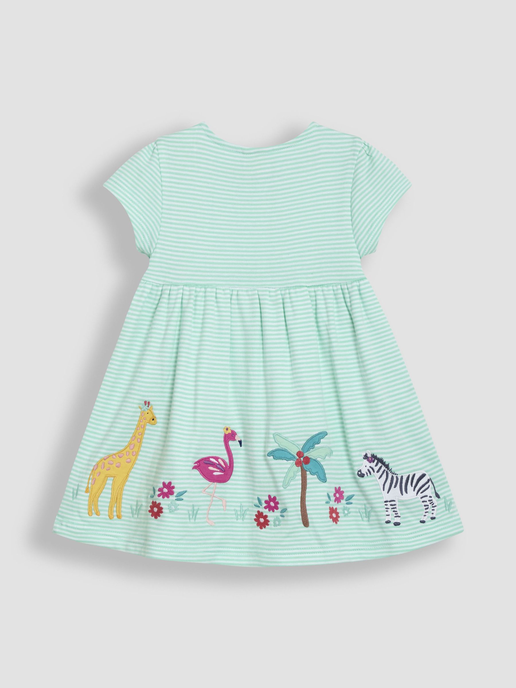 Mint Green Safari Animals Appliqué Button Front Dress - Image 2 of 3