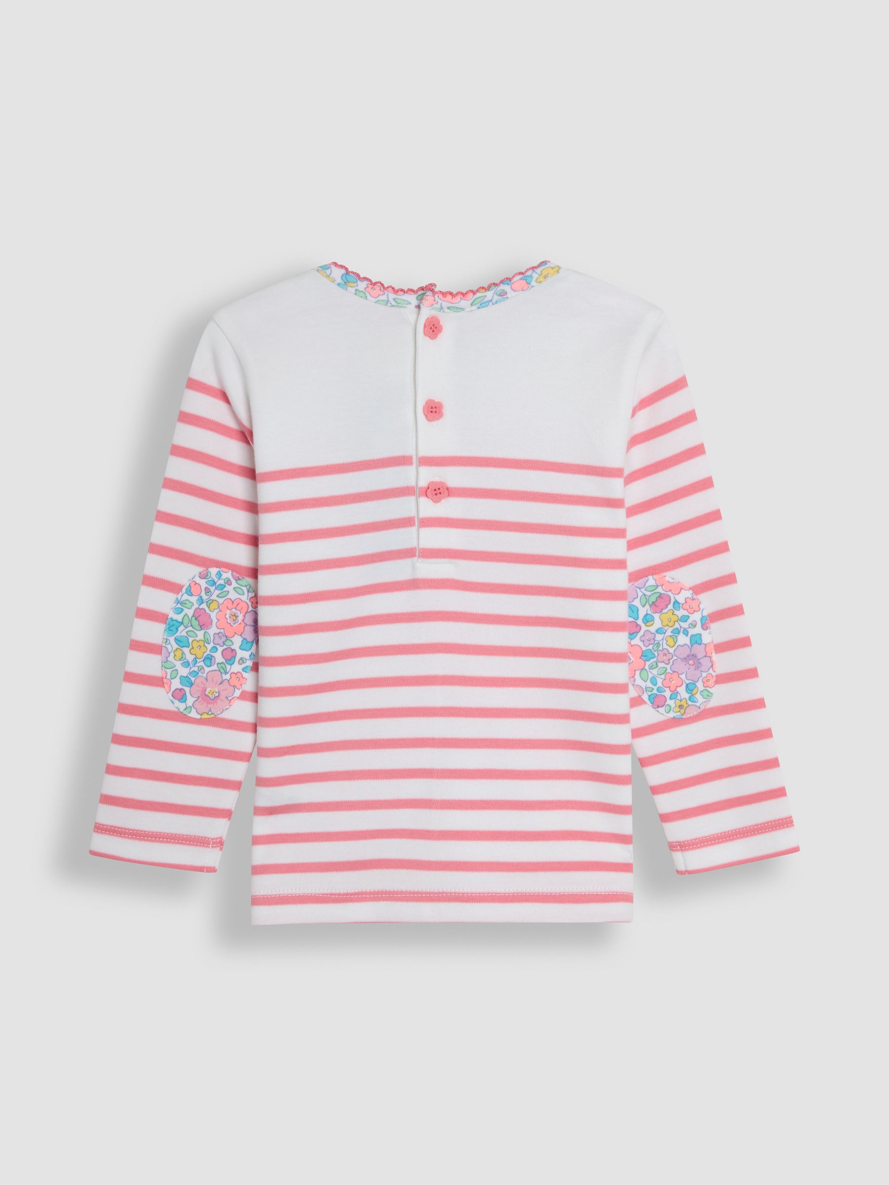 Coral Pink Giraffe Appliqué Pocket Breton Top - Image 2 of 3