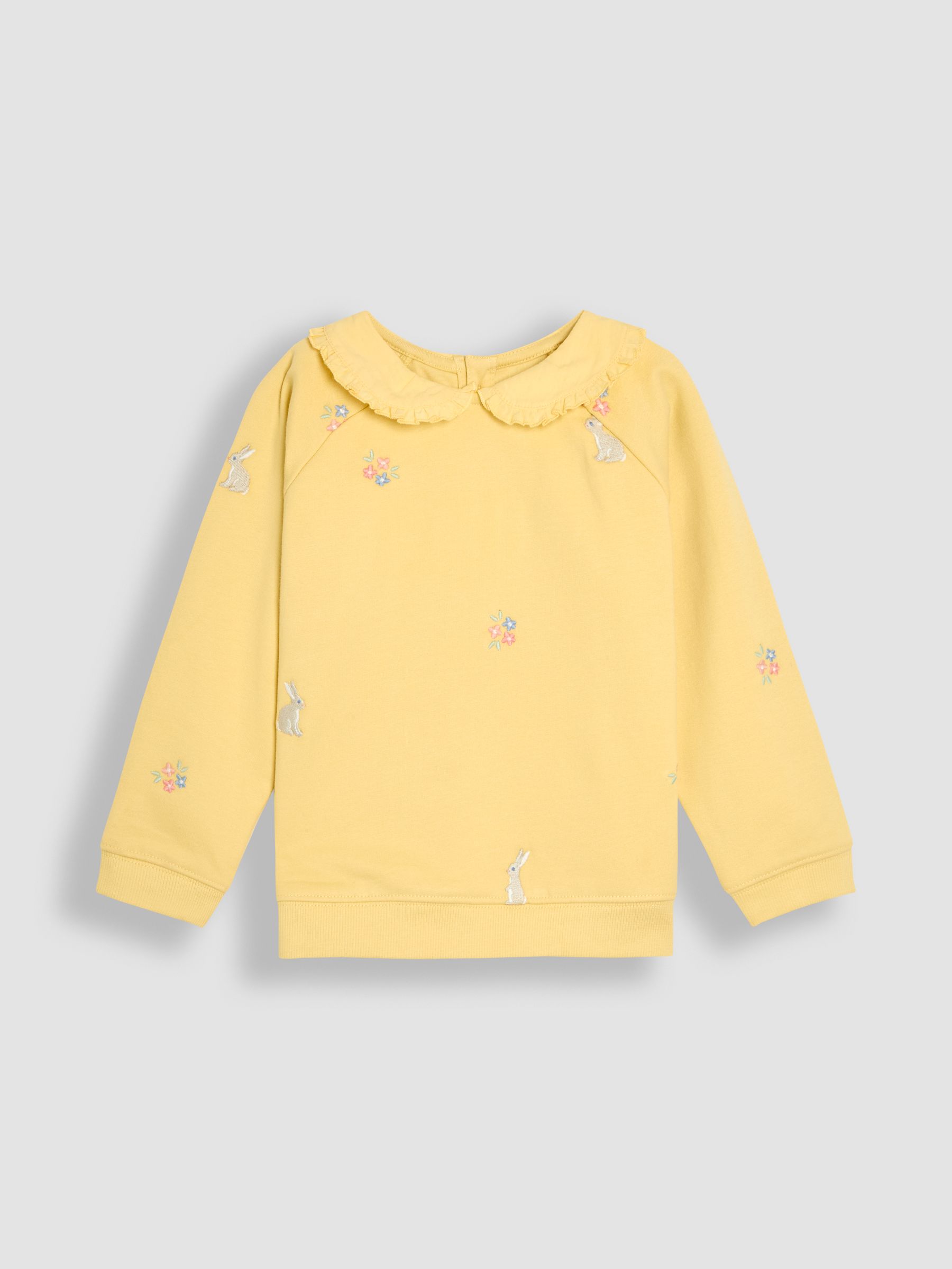 Yellow Bunny Embroidered Peter Pan Collar 100% Cotton Sweatshirt - Image 1 of 3