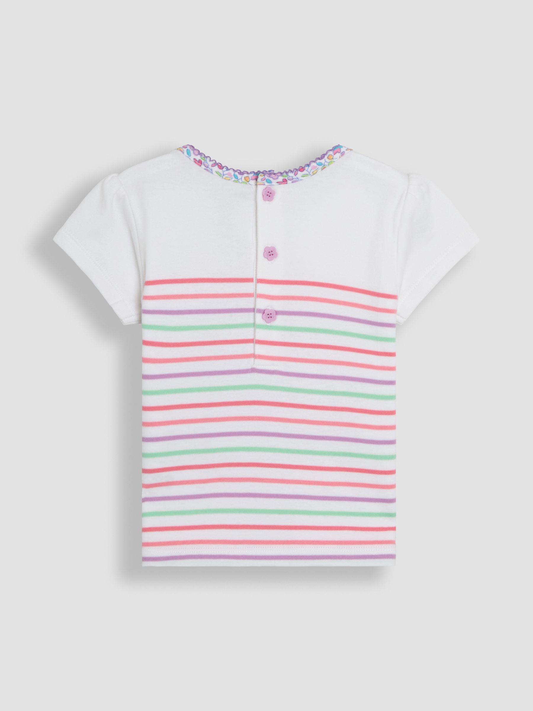 Coral Pink Flamingo Appliqué Pocket Breton T-Shirt - Image 2 of 3