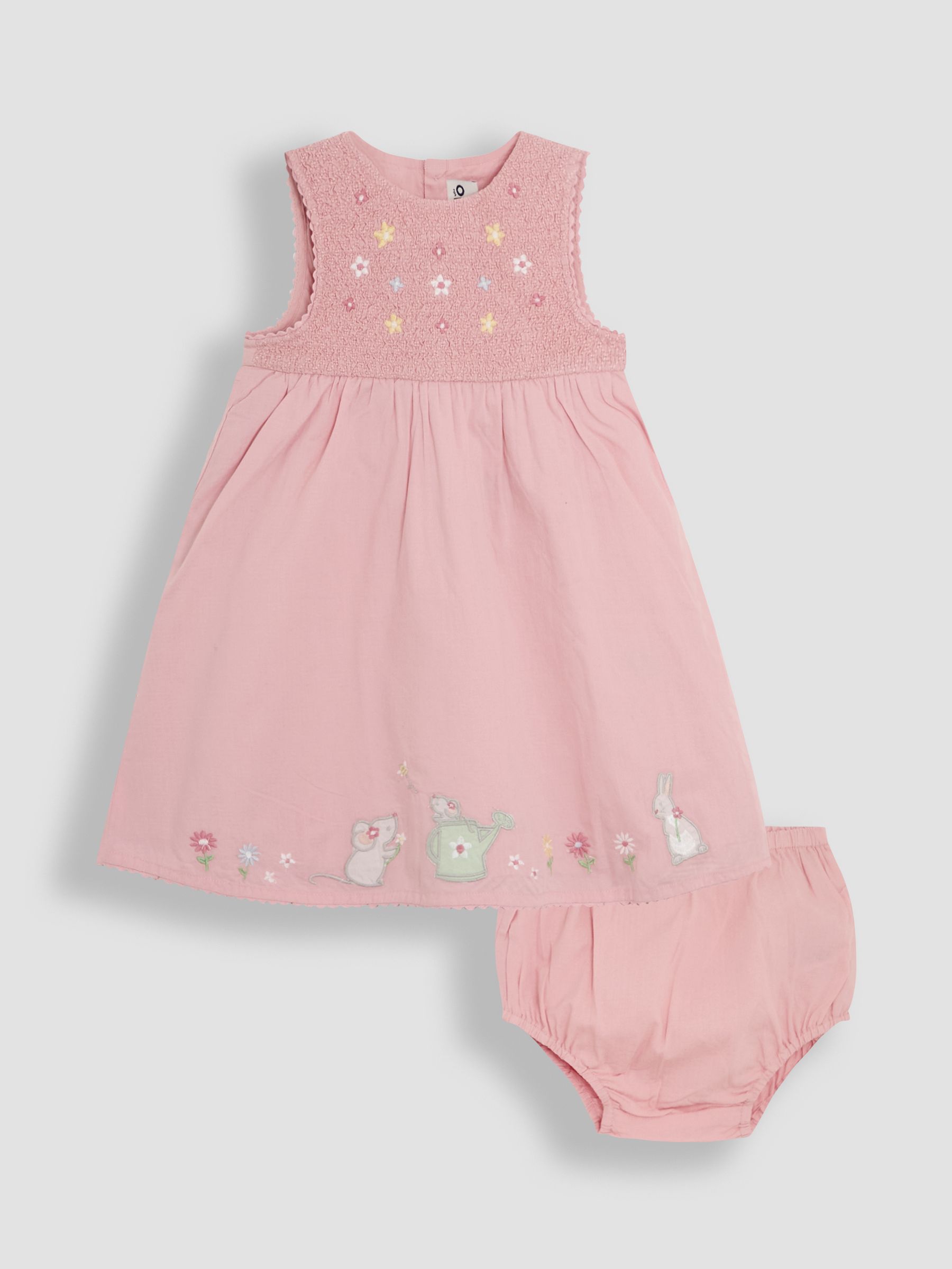 Pink Garden Mouse Baby Appliqué 100% Cotton Dress - Image 1 of 5