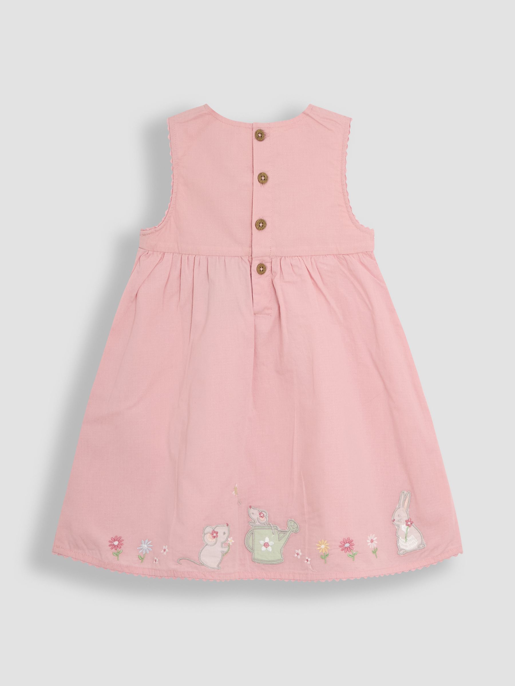 Pink Garden Mouse Baby Appliqué 100% Cotton Dress - Image 3 of 5