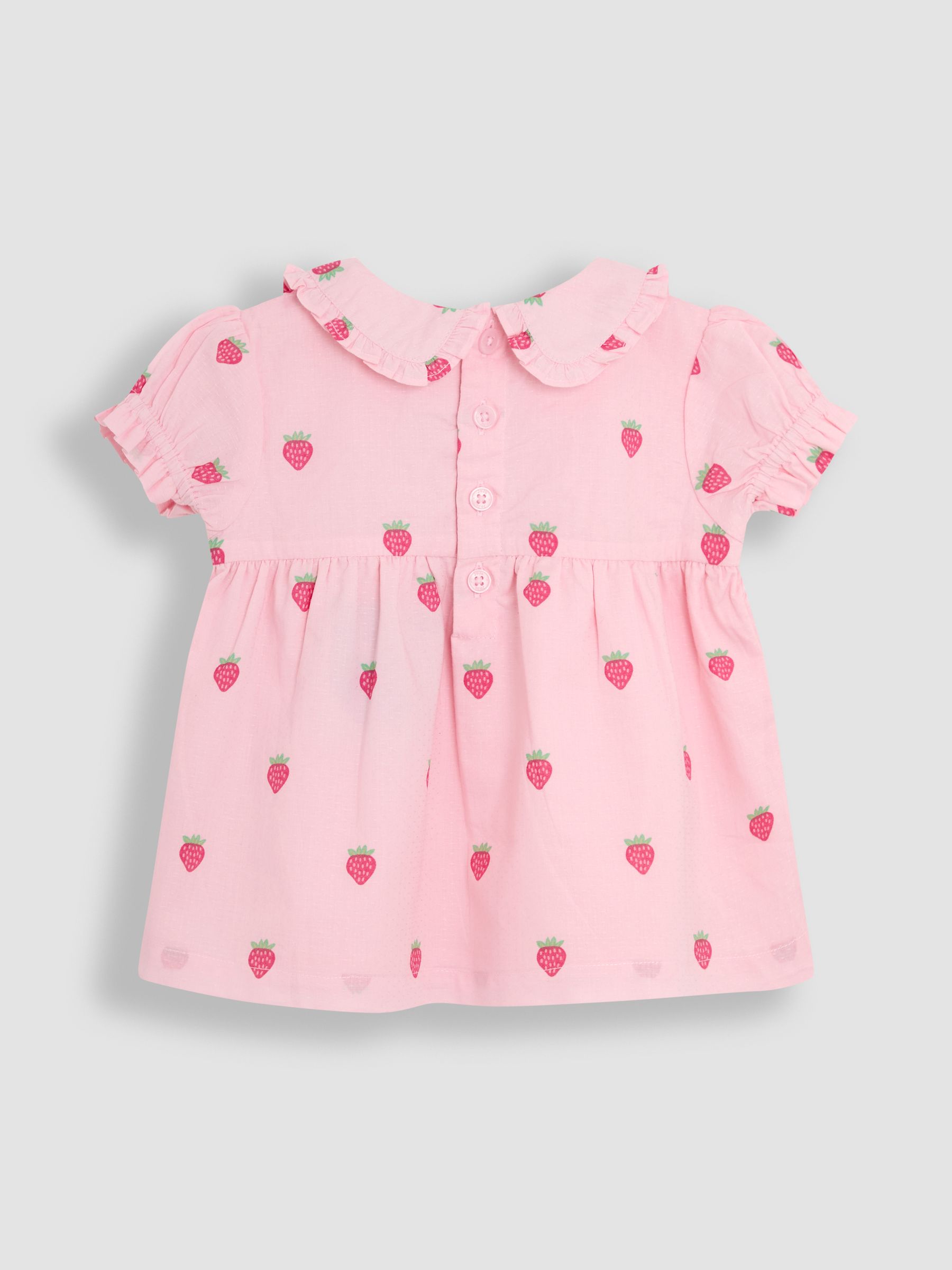 Pink Strawberry Peter Pan Collar Smocked Blouse - Image 2 of 3