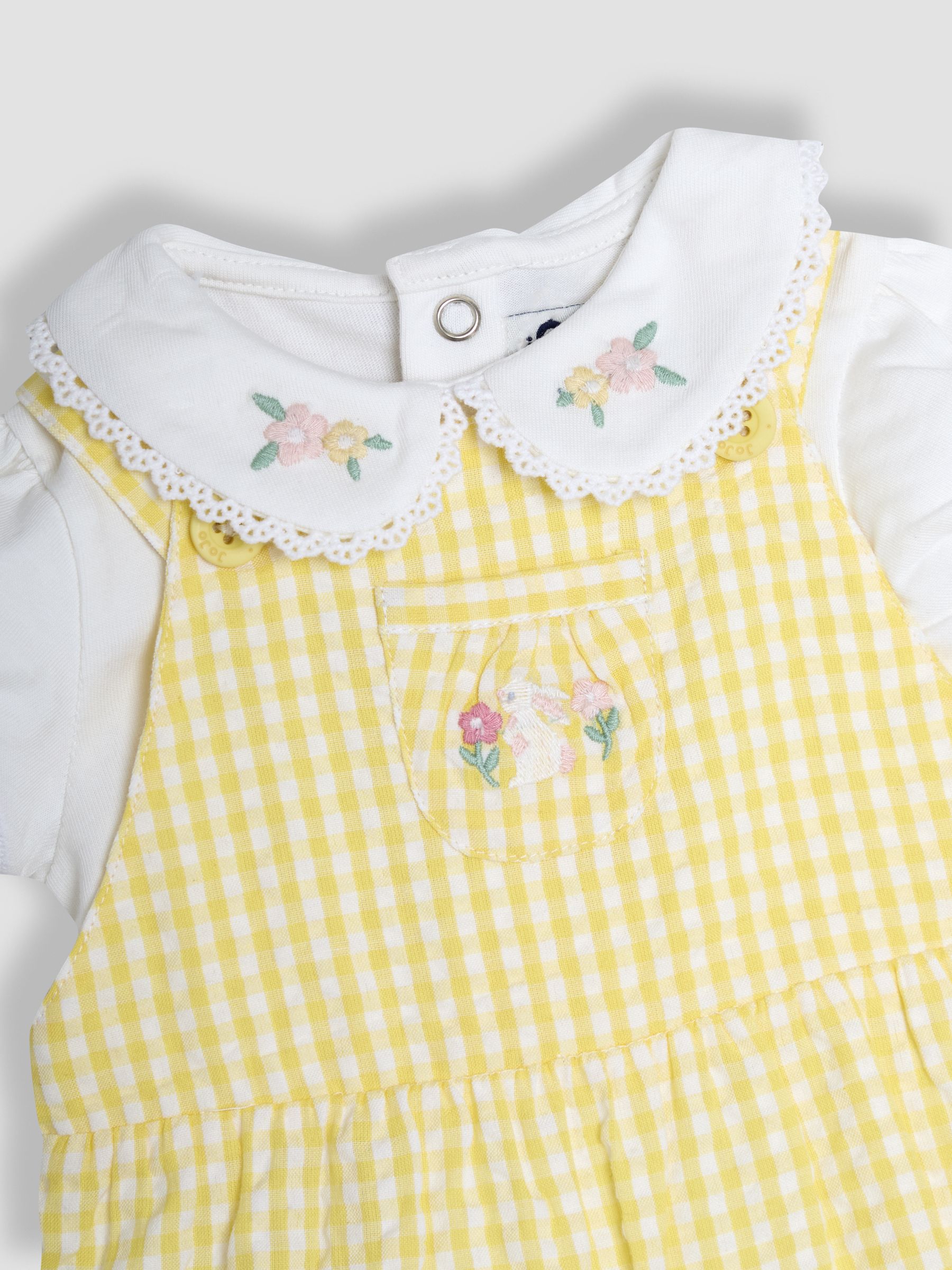 Yellow Bunny Embroidered Dungarees & Body Set 2 Piece - Image 6 of 6