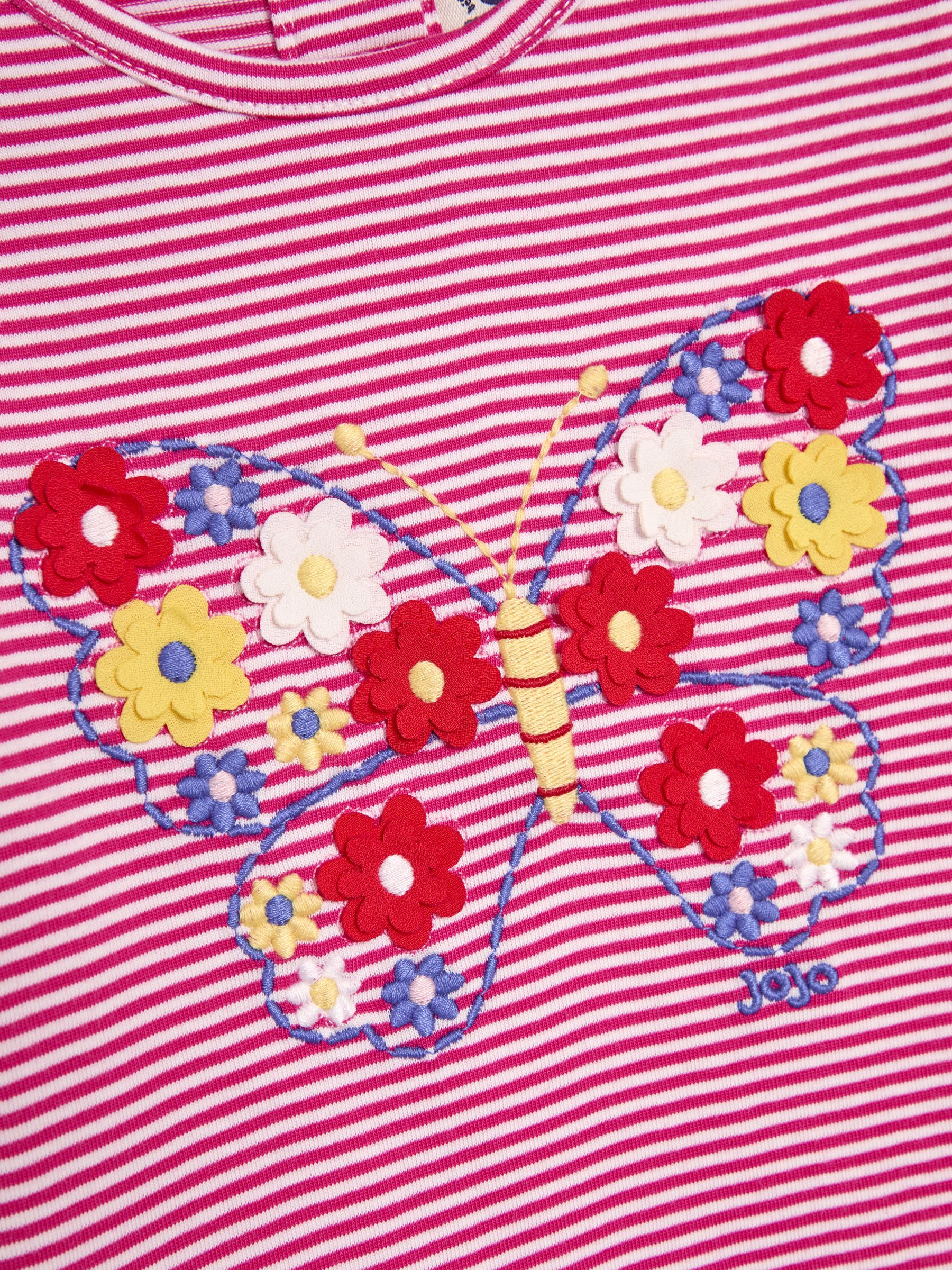 Fuchsia Pink Butterfly Applique Puff Sleeve T-Shirt - Image 3 of 3
