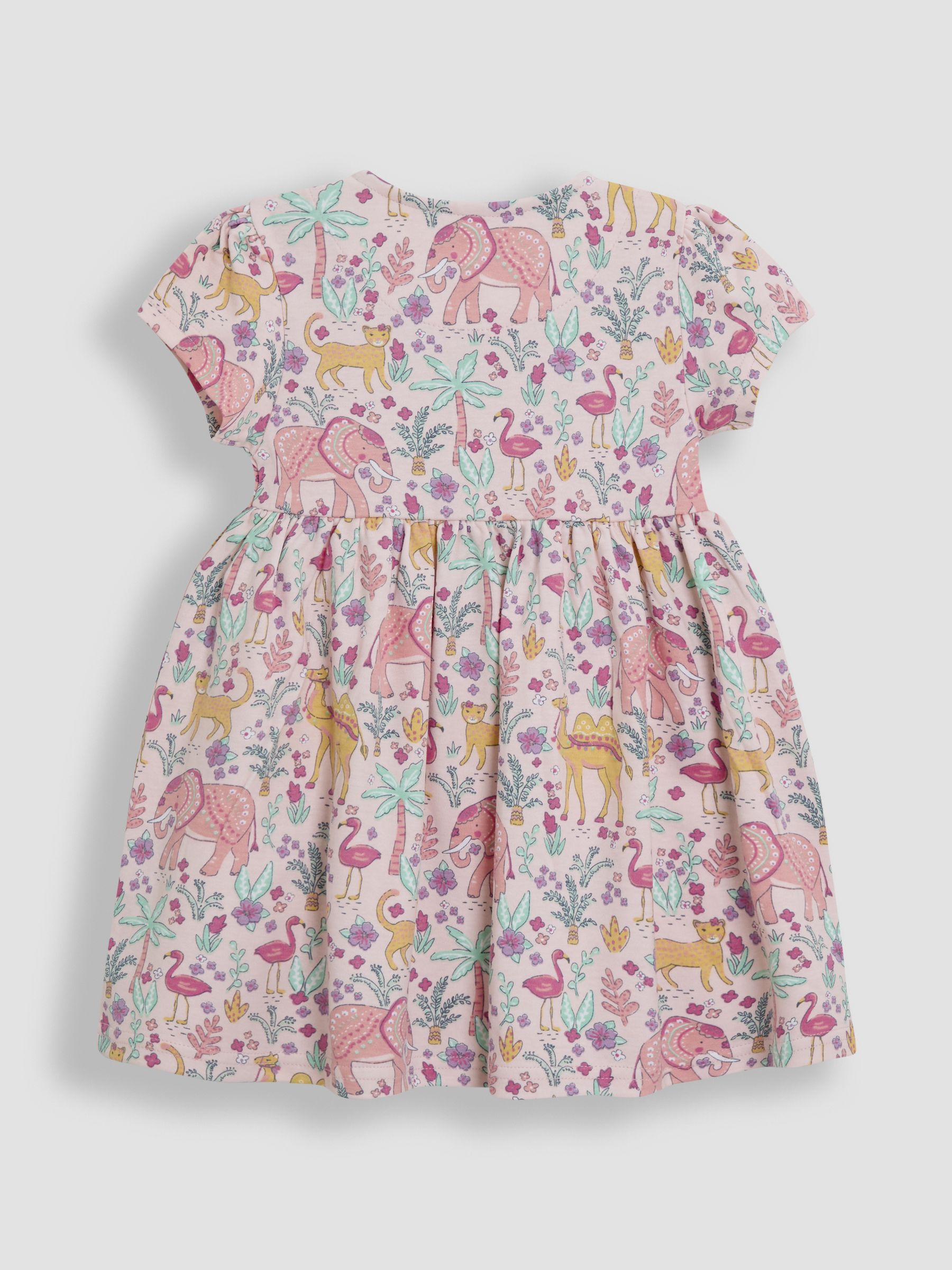 Coral Pink Safari Animals Button Front Dress - Image 3 of 4