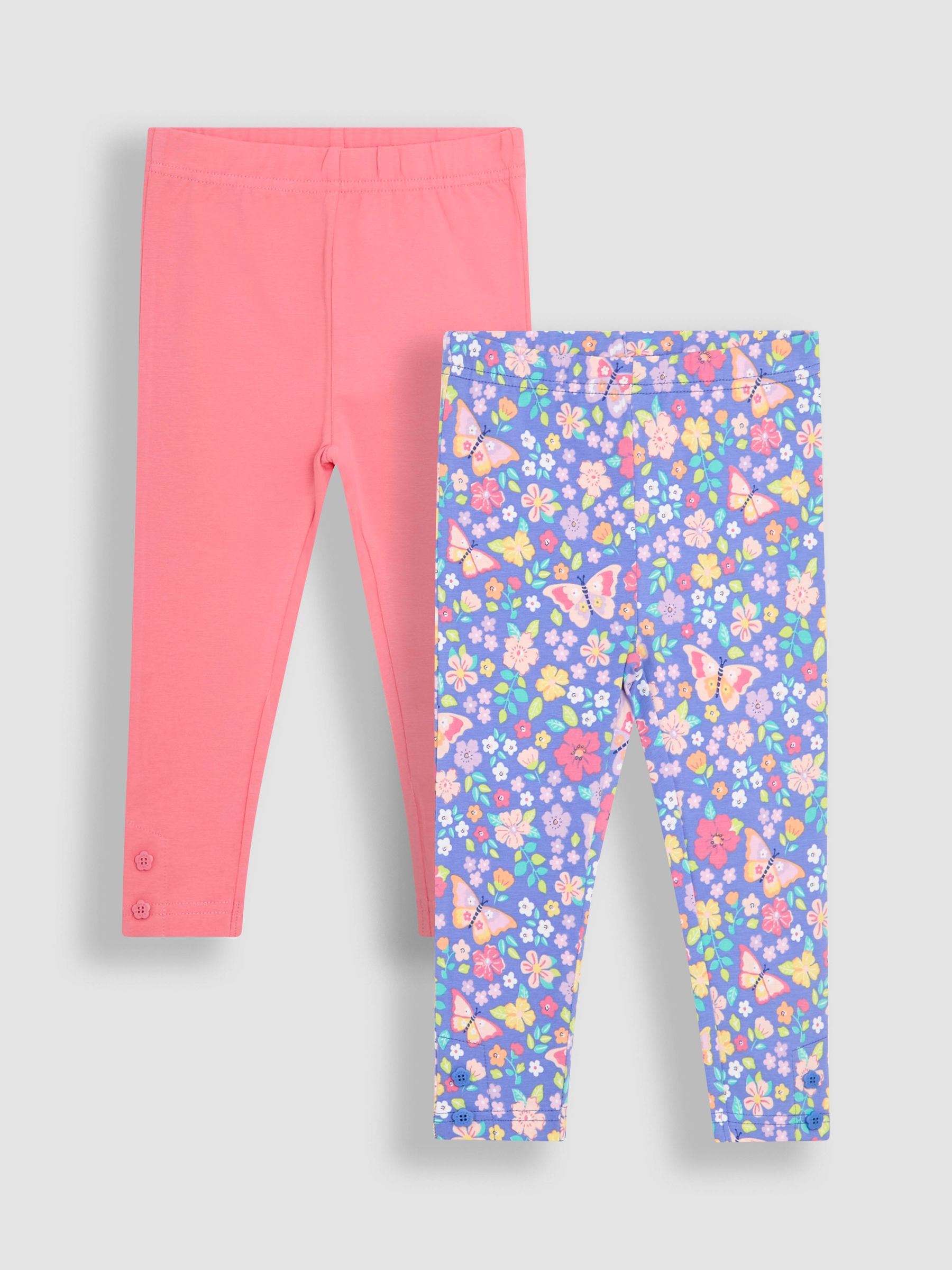 Lilac Purple Butterfly Floral Leggings 2 Pack - Image 1 of 5