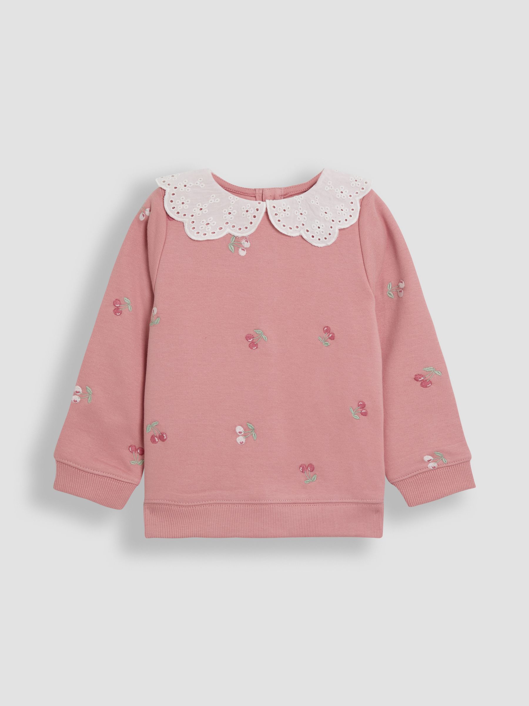 Pink Cherry Broderie Collar Sweatshirt - Image 1 of 4