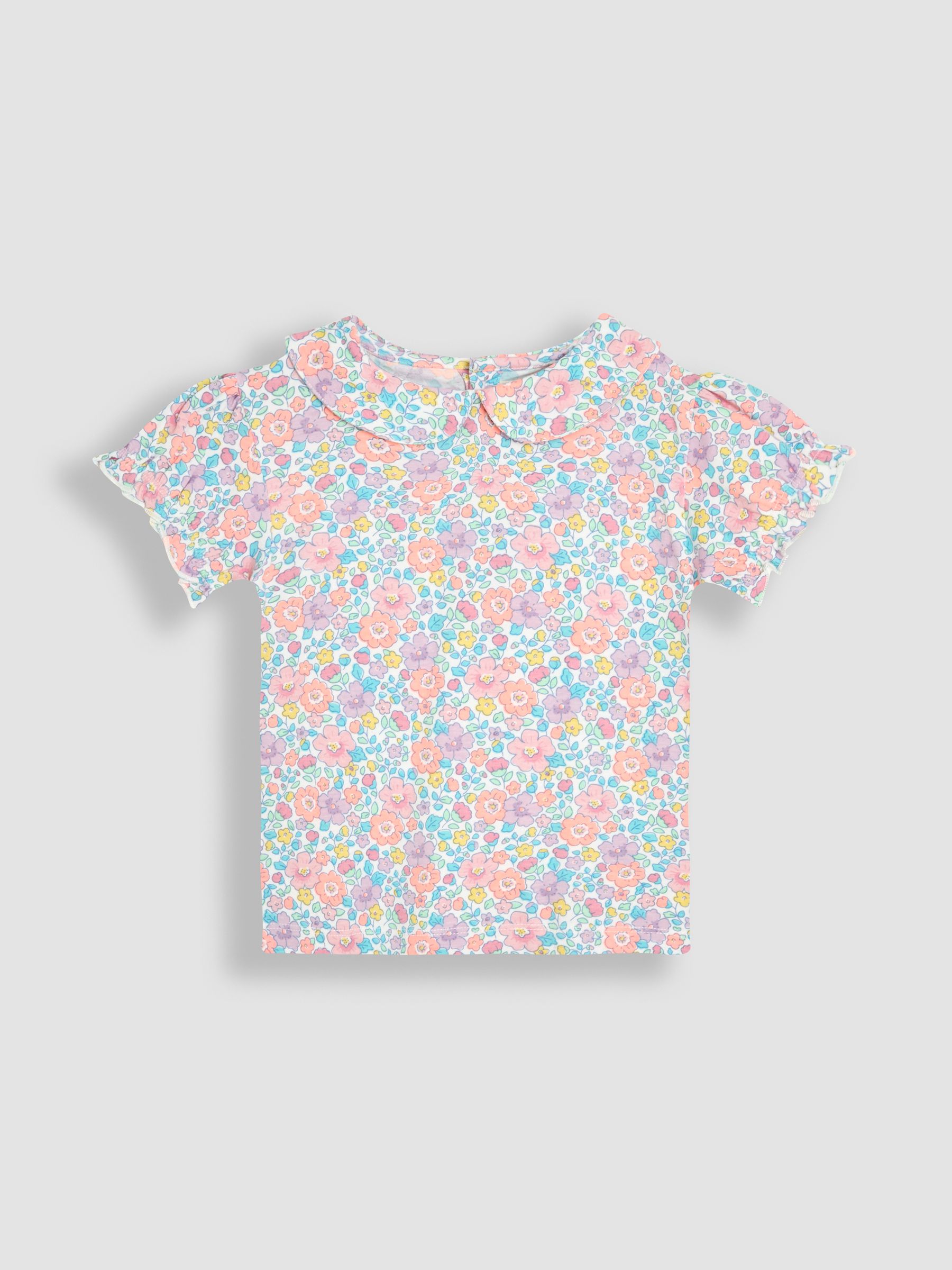 Lilac Purple Floral 2-Pack Puff Sleeve Collared T-Shirts - Image 2 of 5