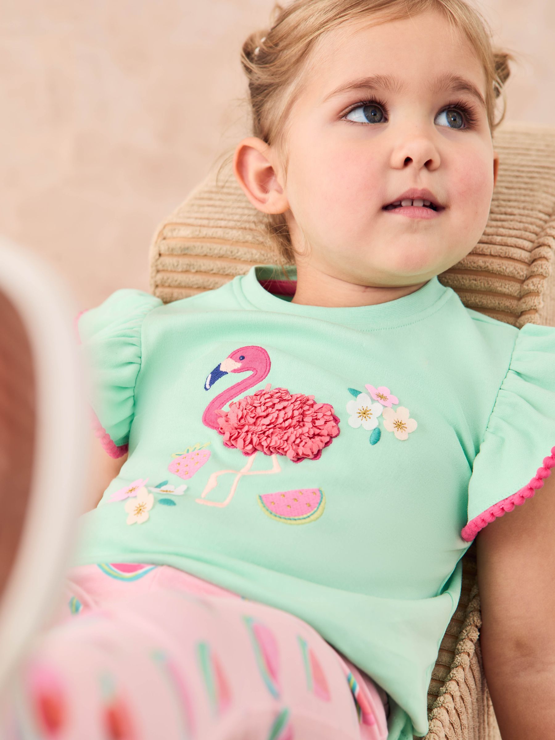 Mint Green Flamingo Appliqué T-Shirt & Leggings Set 2 Piece - Image 2 of 4