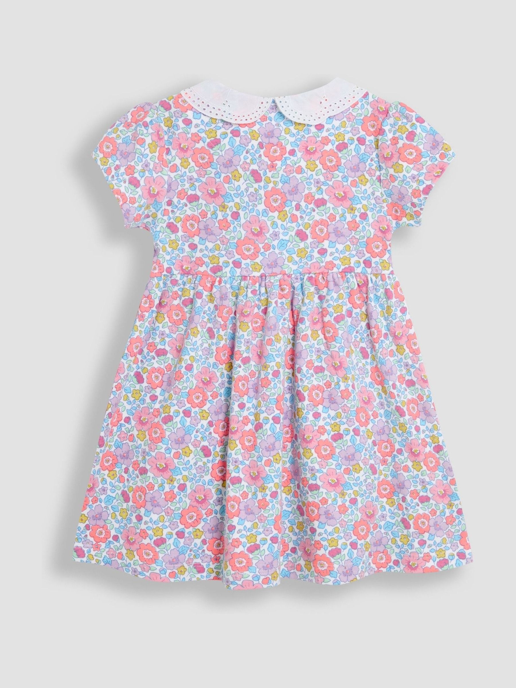 Lilac Purple Floral Print Peter Pan Collar Button Front Dress - Image 3 of 4