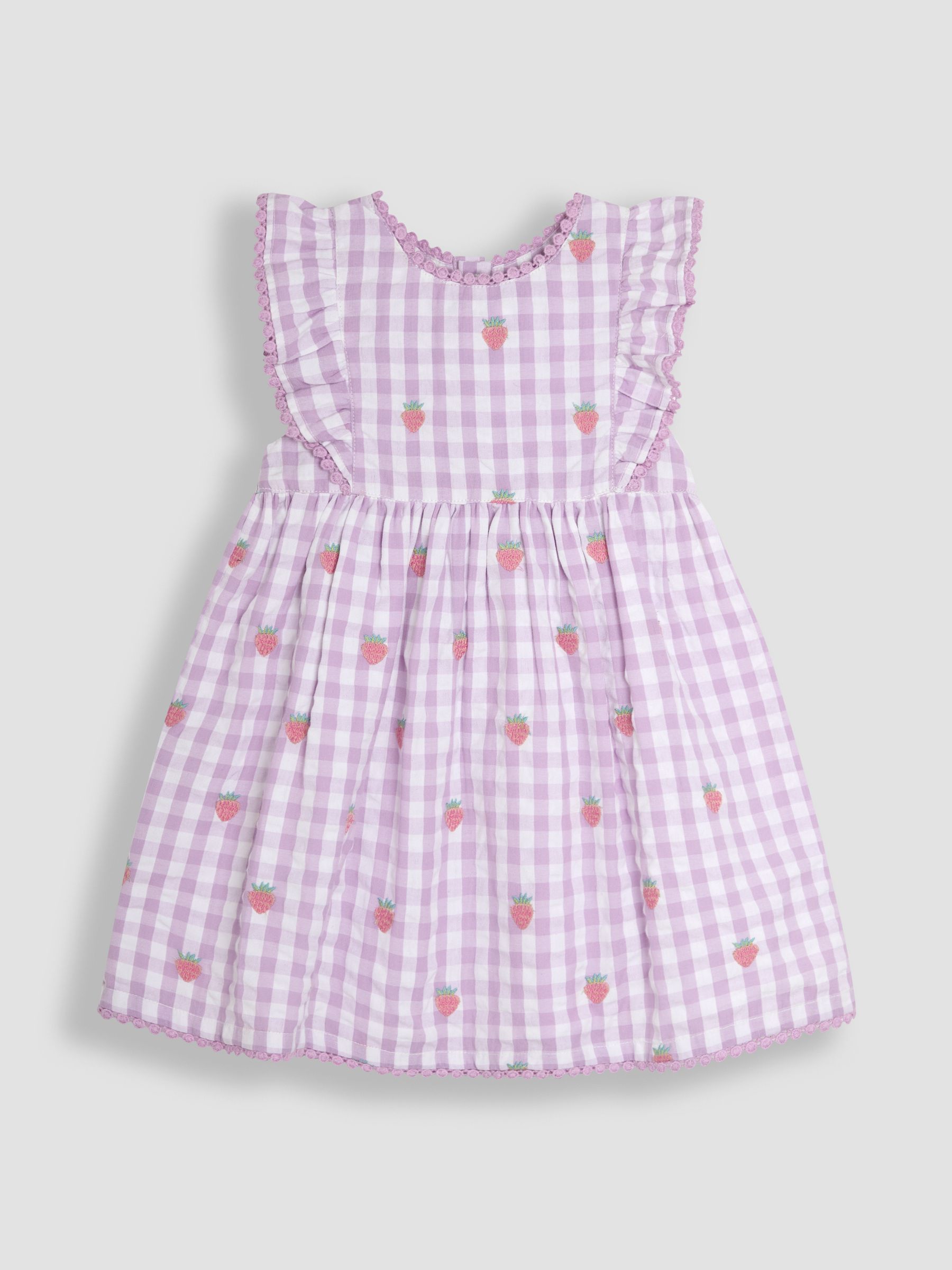 Lilac Purple Strawberry Embroidered Pretty Summer Dress - Image 1 of 3