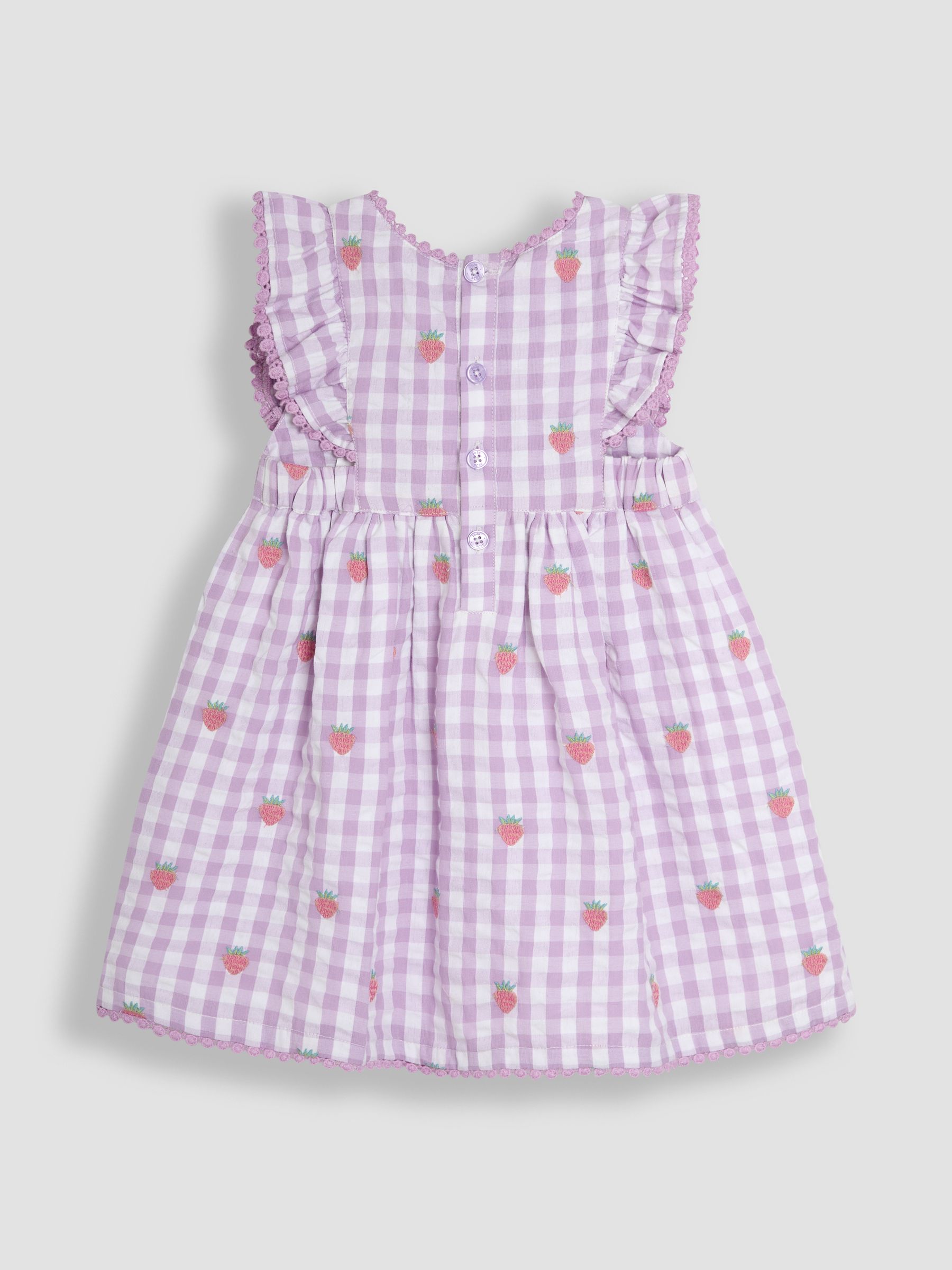 Lilac Purple Strawberry Embroidered Pretty Summer Dress - Image 2 of 3