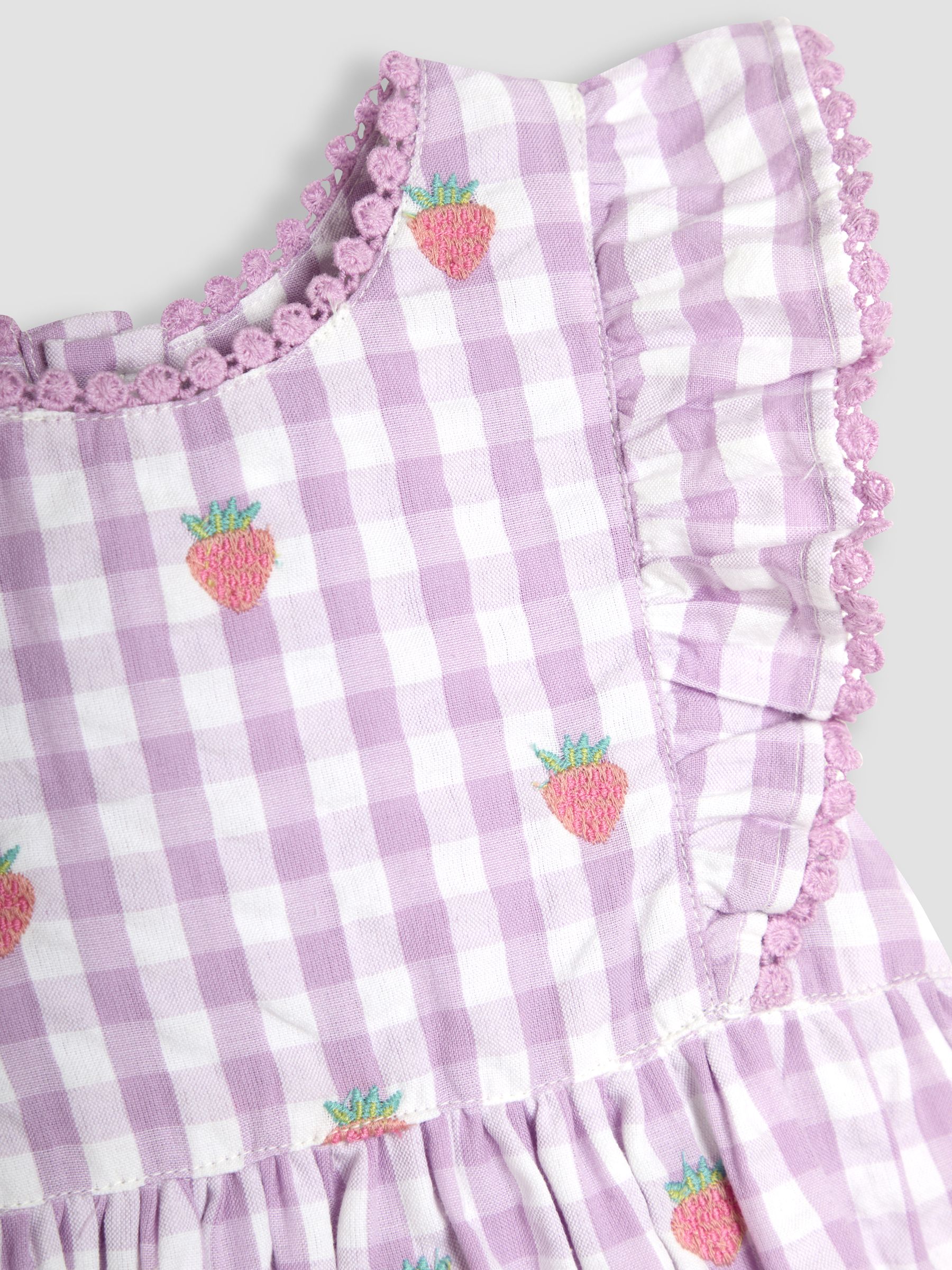 Lilac Purple Strawberry Embroidered Pretty Summer Dress - Image 3 of 3