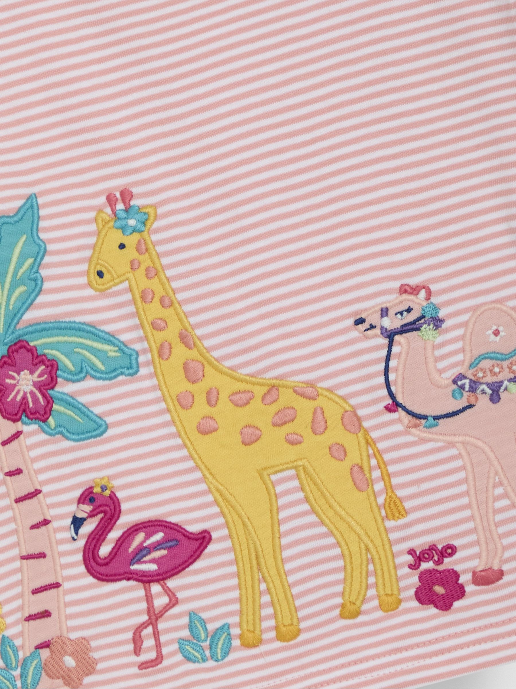 Coral Pink Safari Animal Print Appliqué 100% Cotton T-Shirt - Image 3 of 3