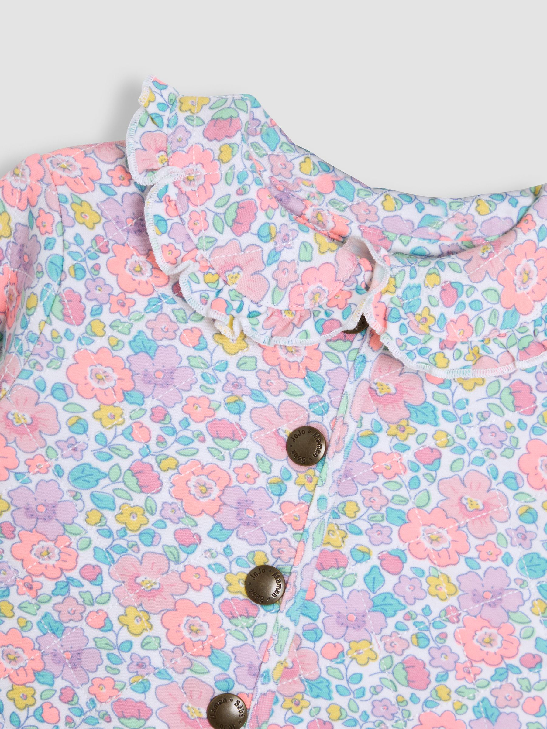 Lilac Purple Floral Collared Quilted Jacket - Image 3 of 3