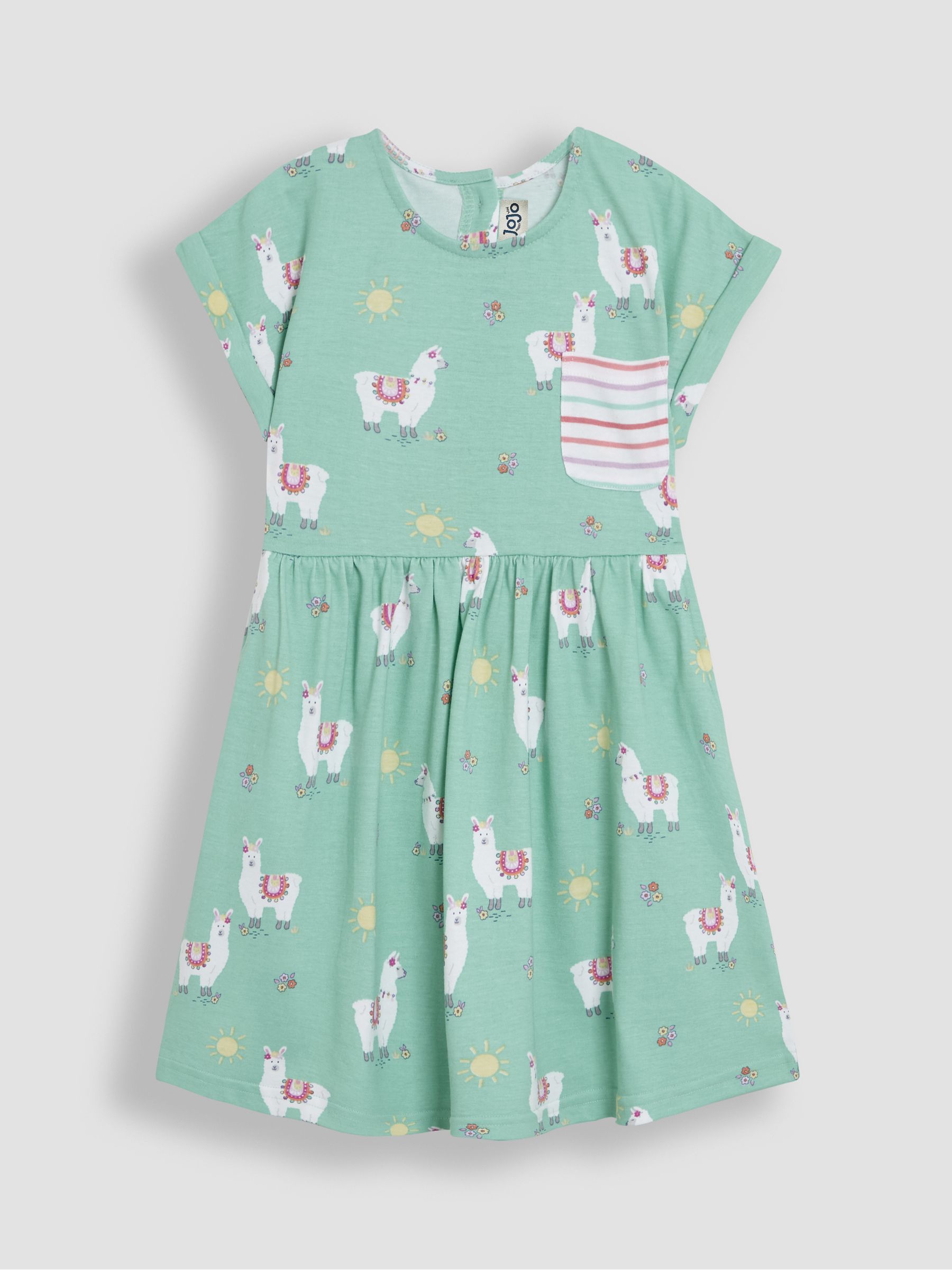 Mint Green Llama Drop Shoulder Dress | JoJo Maman Bb USA Mint Green Llama Drop Shoulder Dress | JoJo Maman Bb USA