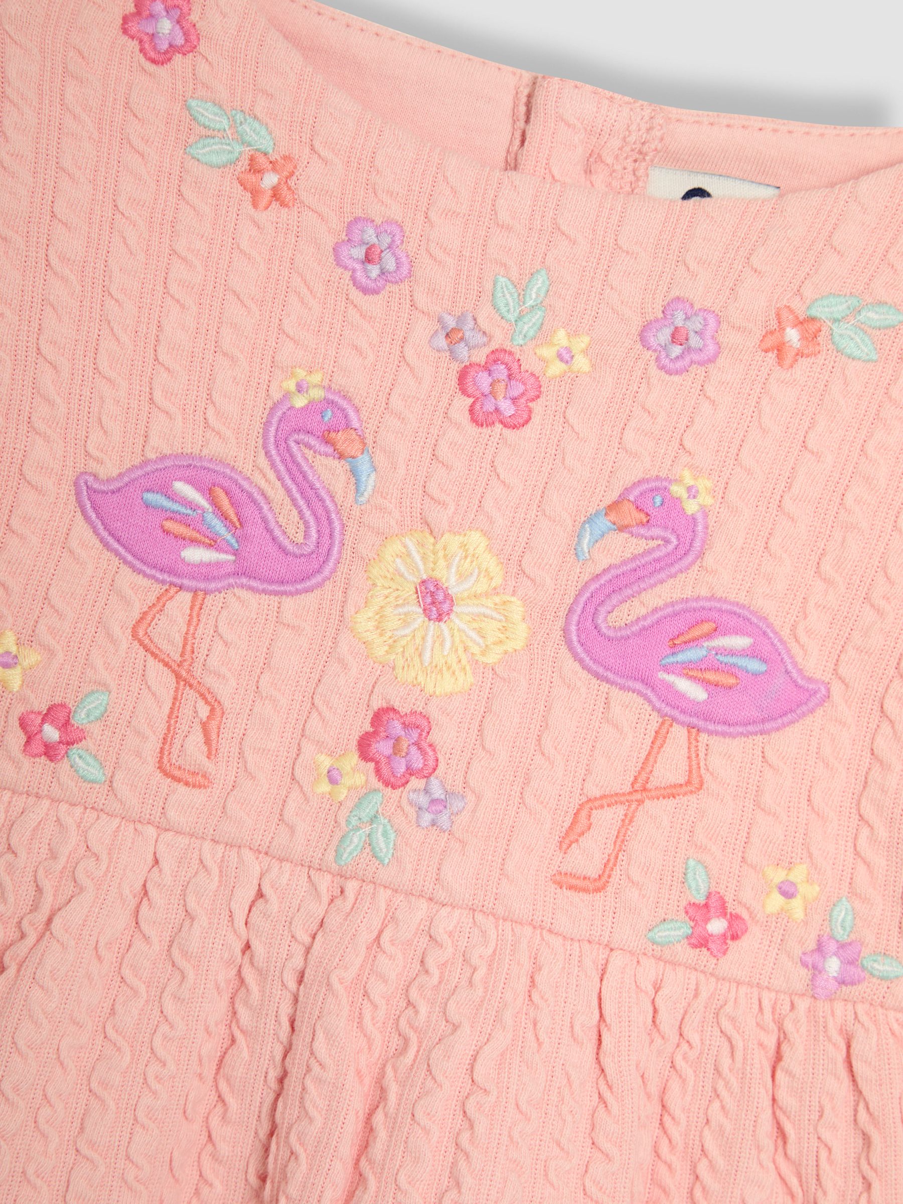 Coral Pink Flamingo Appliqué Flutter Sleeve T-Shirt - Image 3 of 3