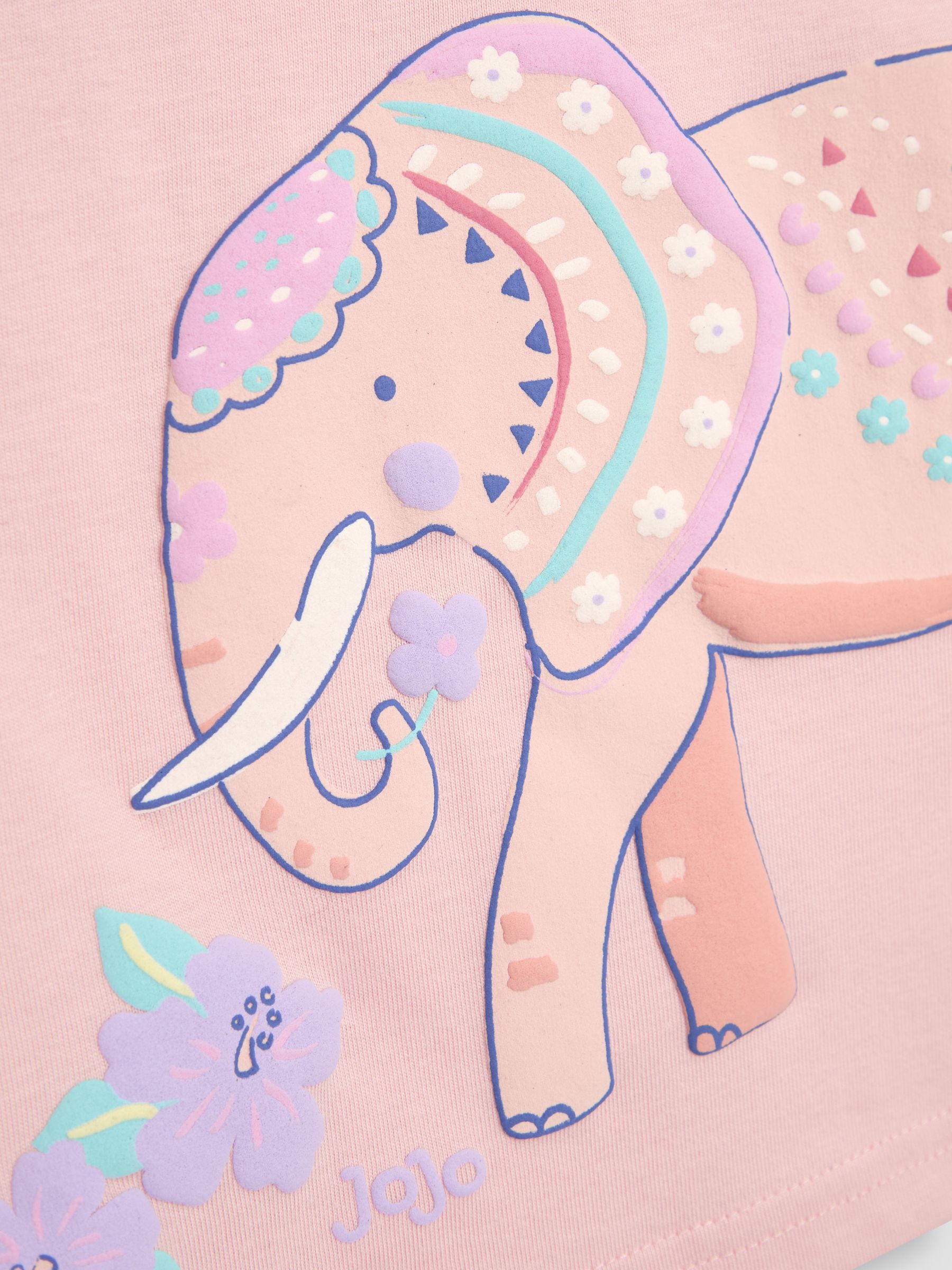 Coral Pink Elephant Printed 100% Cotton T-Shirt - Image 3 of 3