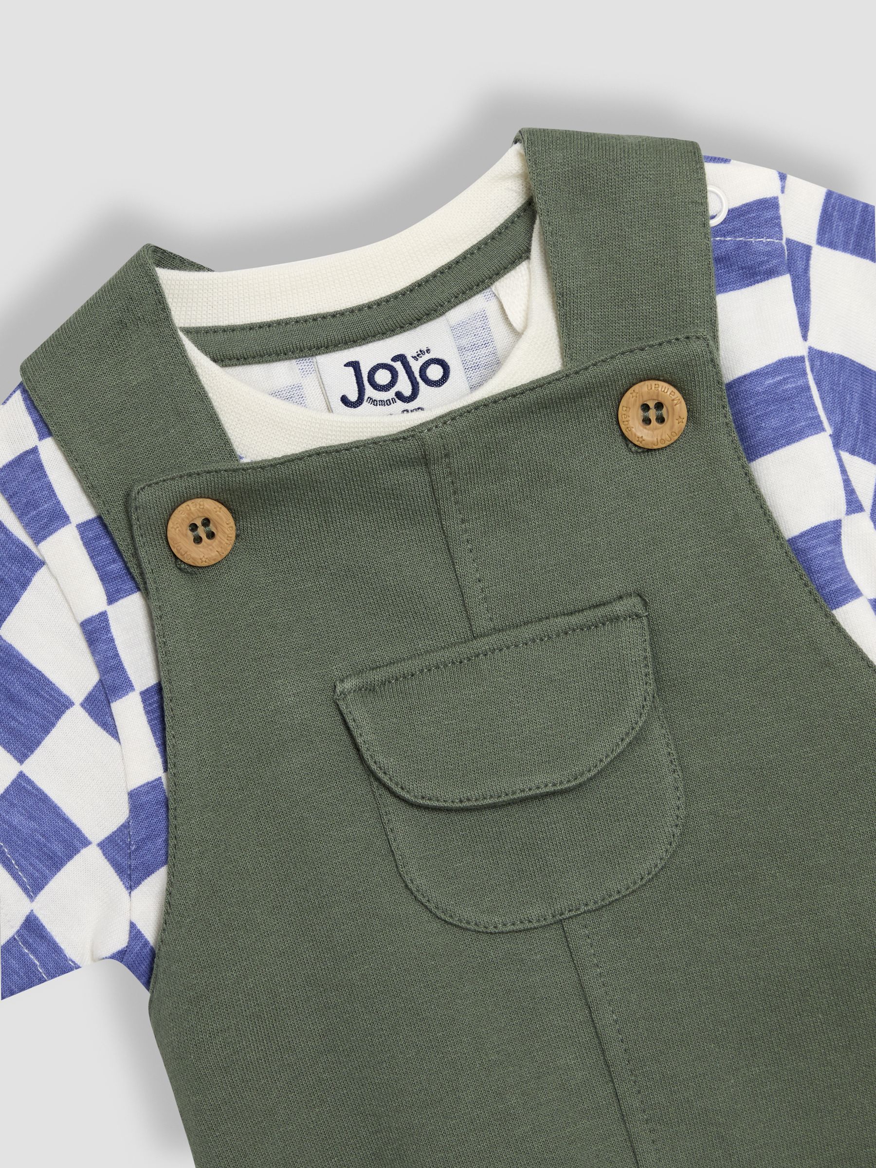 Khaki 3-Piece Cargo 100% Cotton Dungarees & T-Shirt Set with Hat - Image 7 of 7