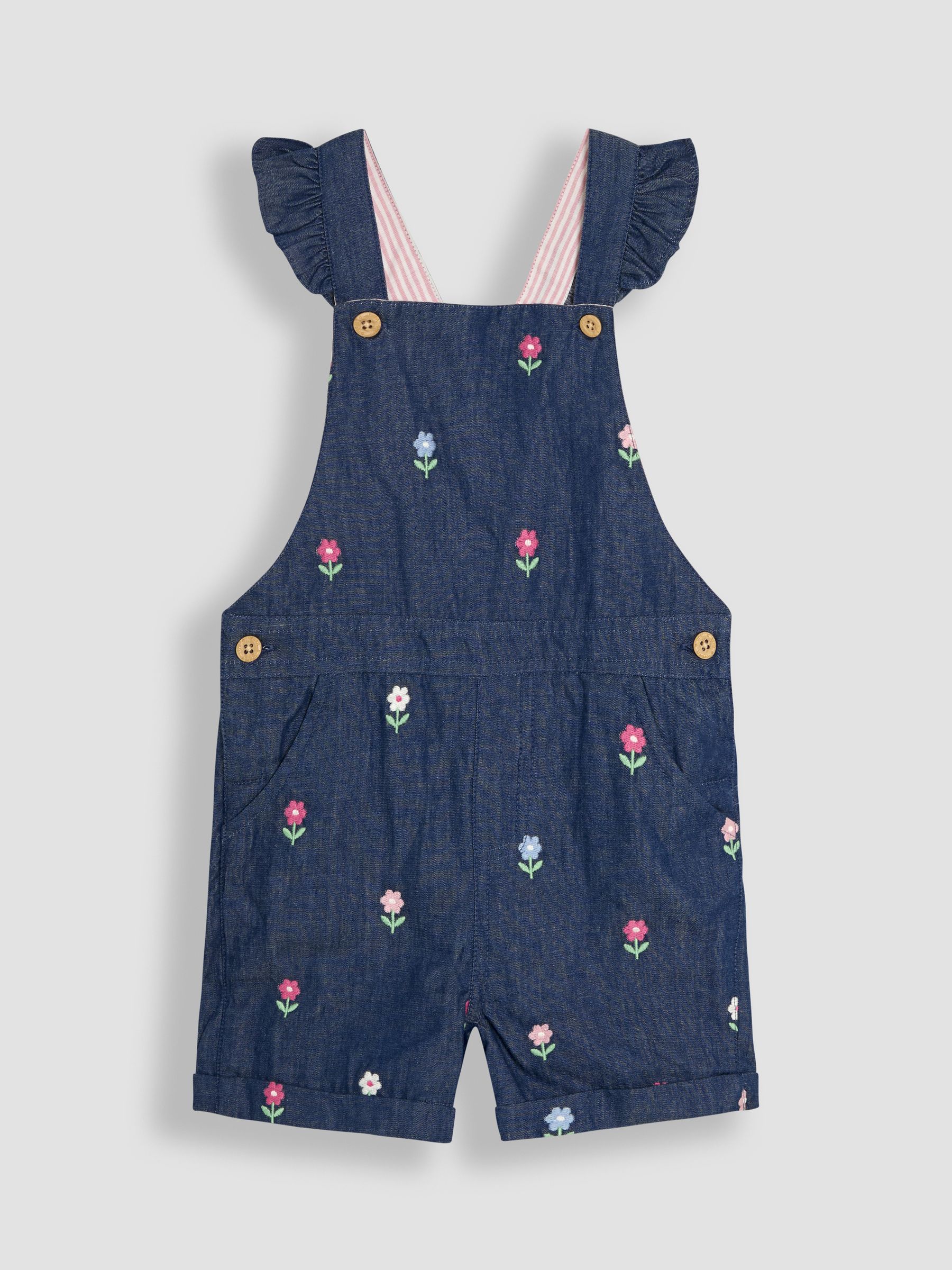 Blue 2-Piece Frill Shoulder Dungarees & T-Shirt Set - Image 1 of 3