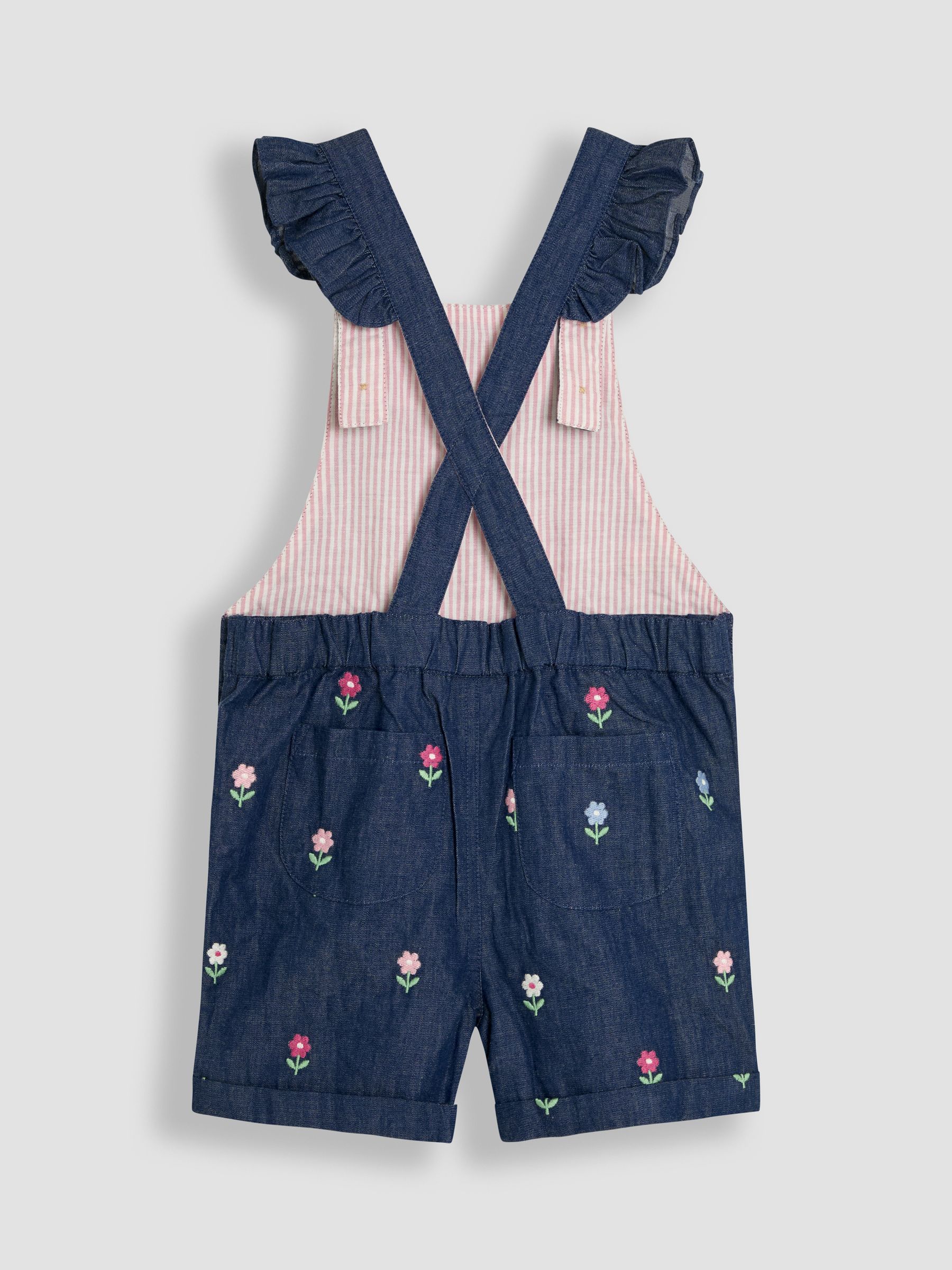 Blue 2-Piece Frill Shoulder Dungarees & T-Shirt Set - Image 2 of 3