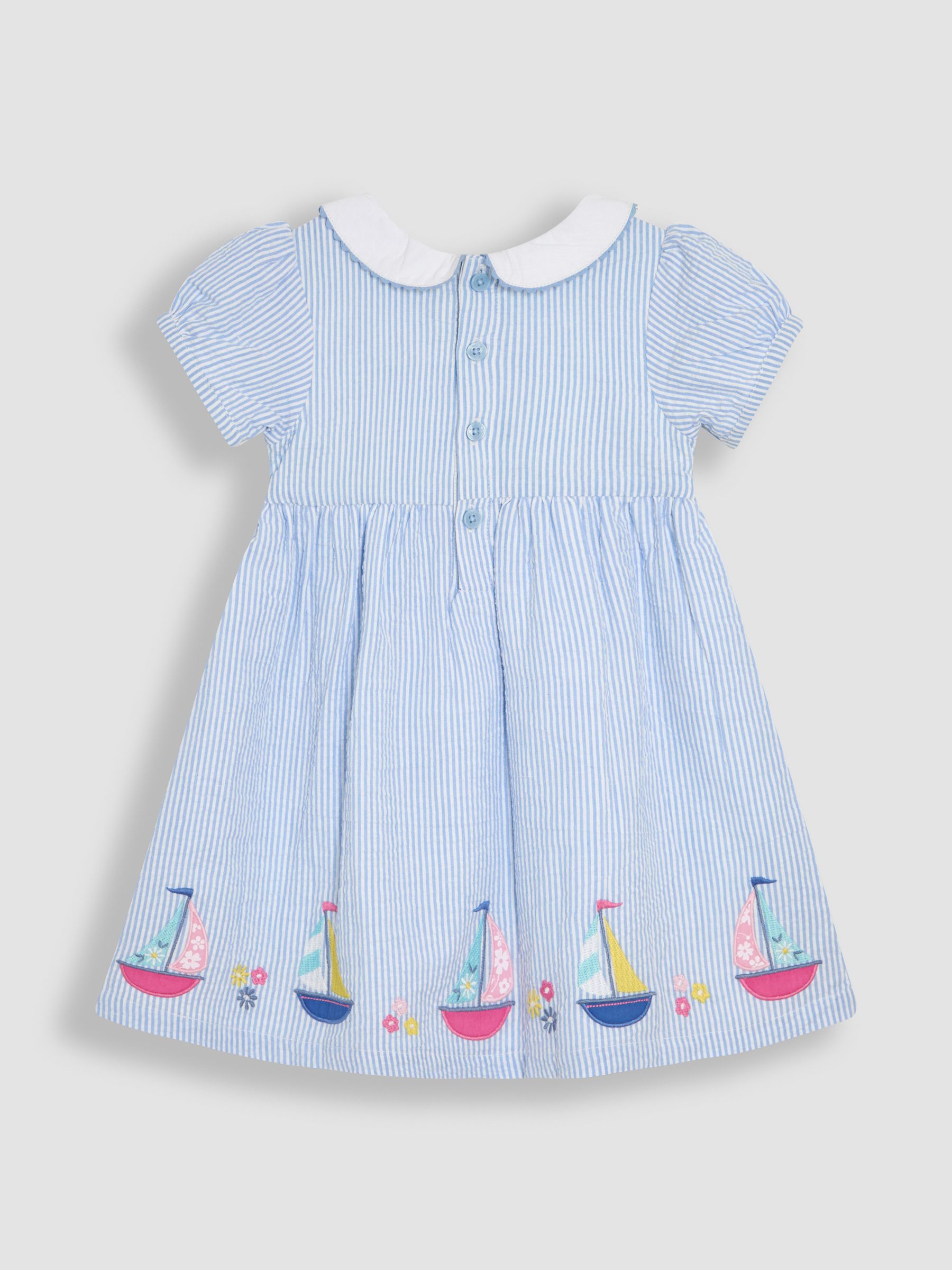 Blue Boat Seersucker Appliqué Smocked Dress - Image 2 of 3