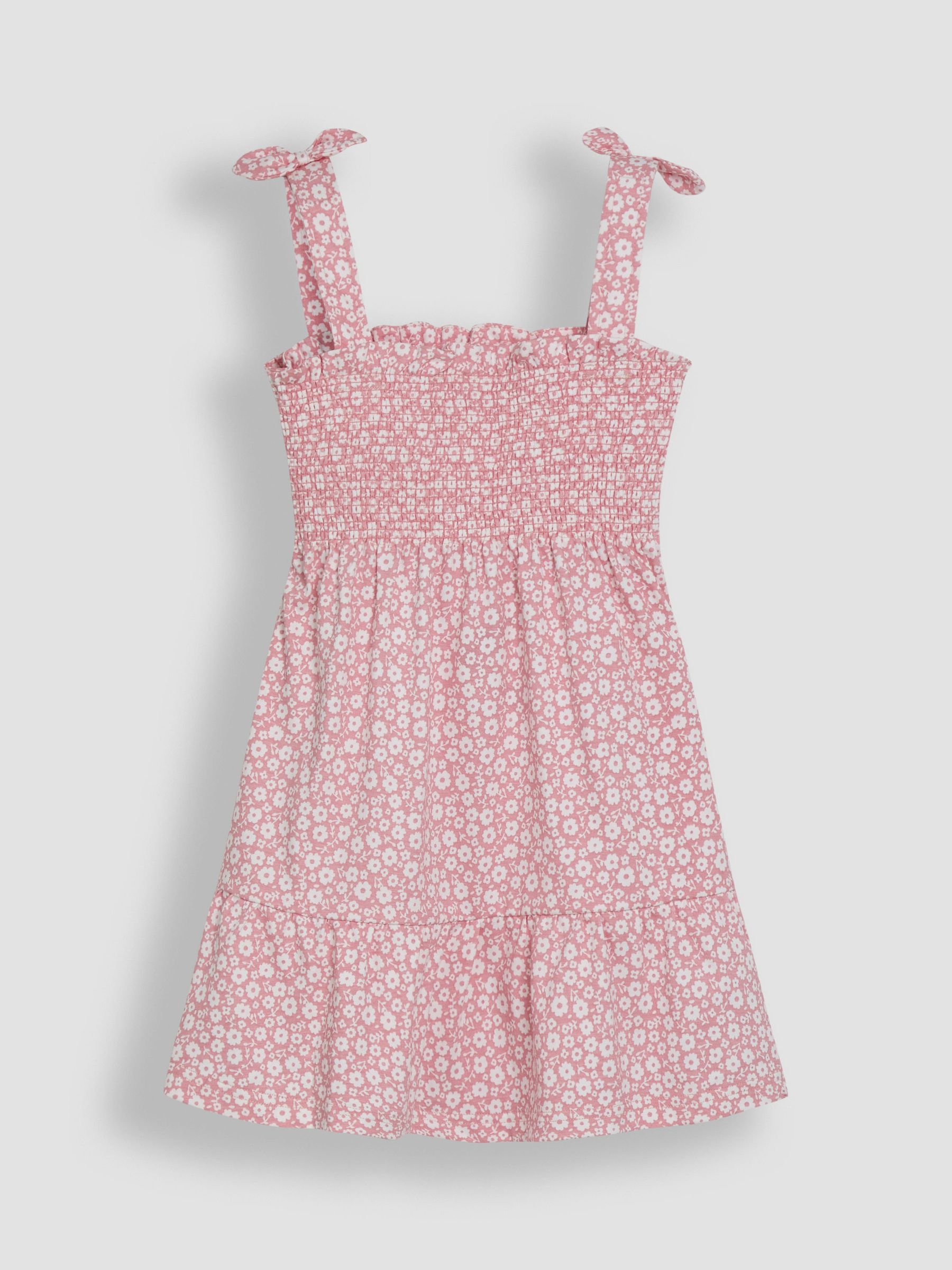 Pink Floral Smocked Pretty Sun Dress With Headband - Image 3 of 4