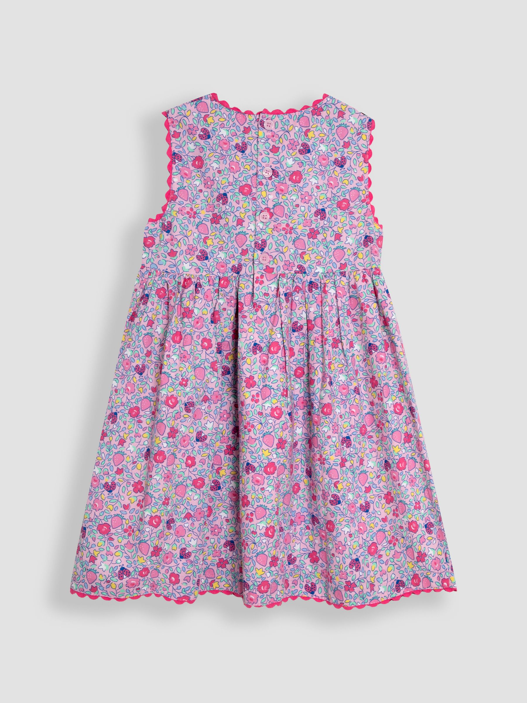 Pink Strawberry Summer Sleeveless Appliqué 100% Cotton Dress - Image 2 of 3