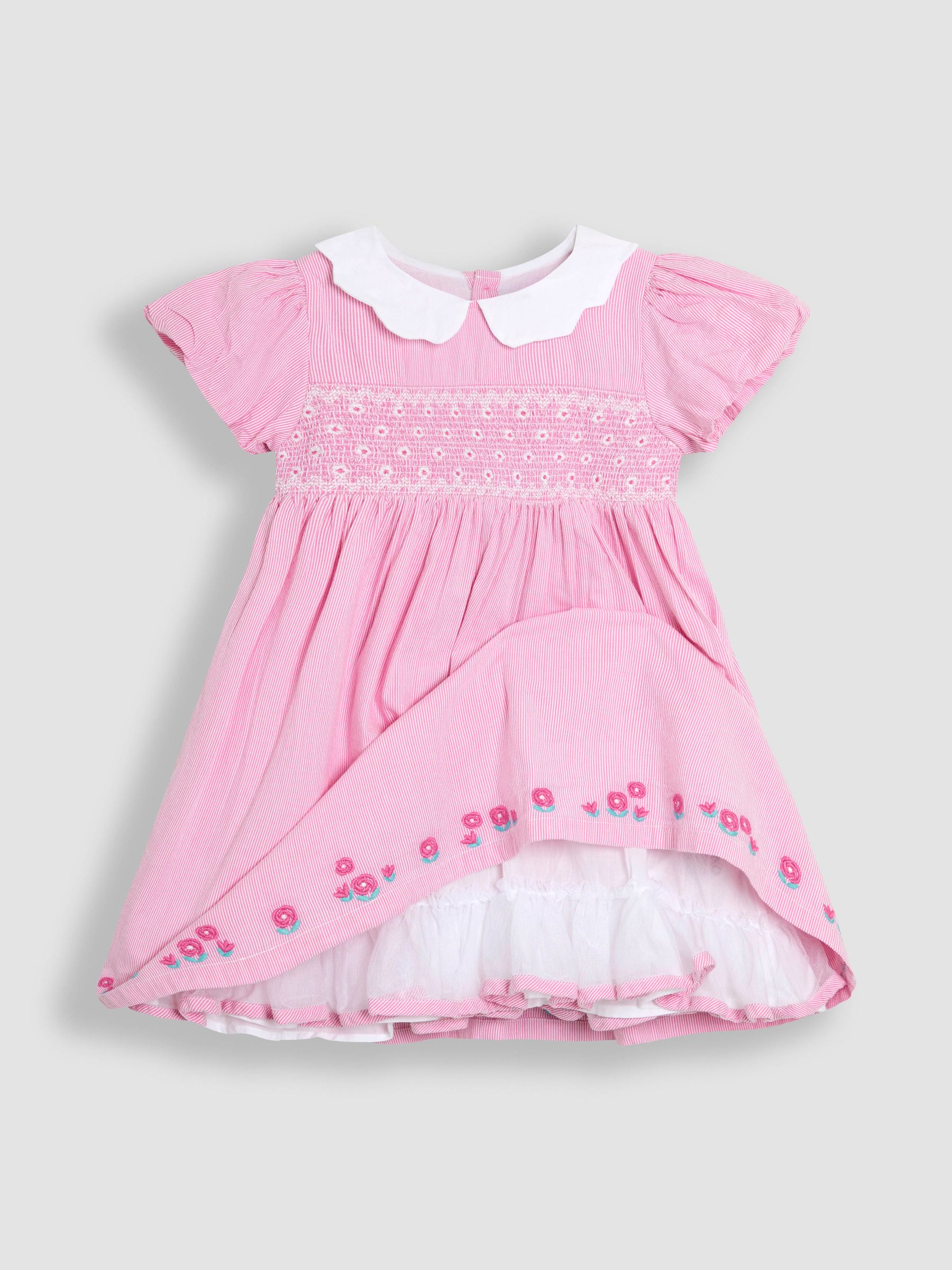 Pink Bud Floral Embroidered Smocked Party Dress - Image 2 of 4