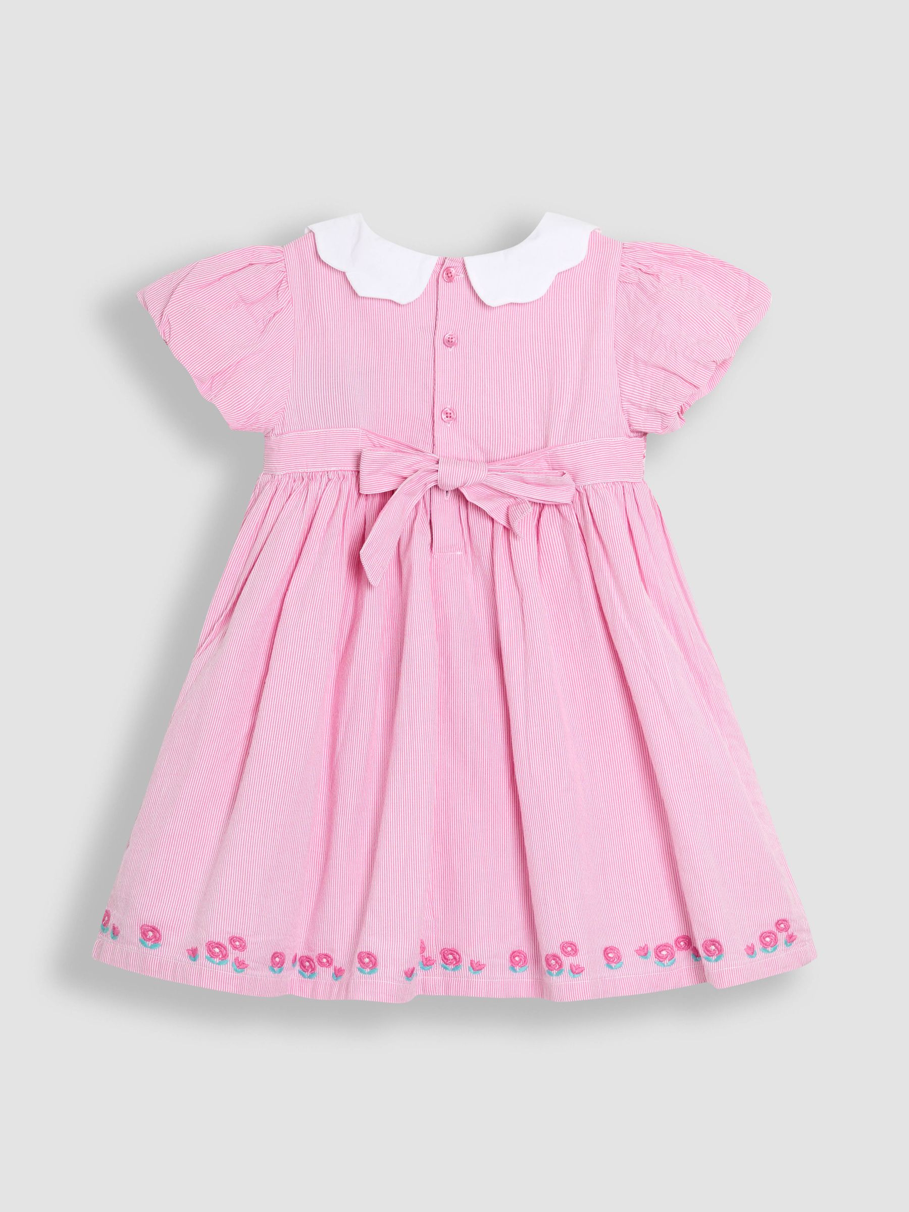 Pink Bud Floral Embroidered Smocked Party Dress - Image 4 of 4