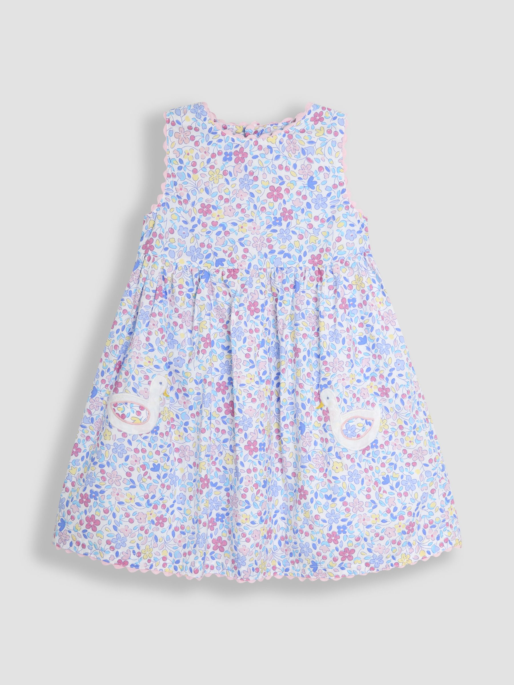 Pink Duck Summer Sleeveless Appliqué 100% Cotton Dress - Image 1 of 3