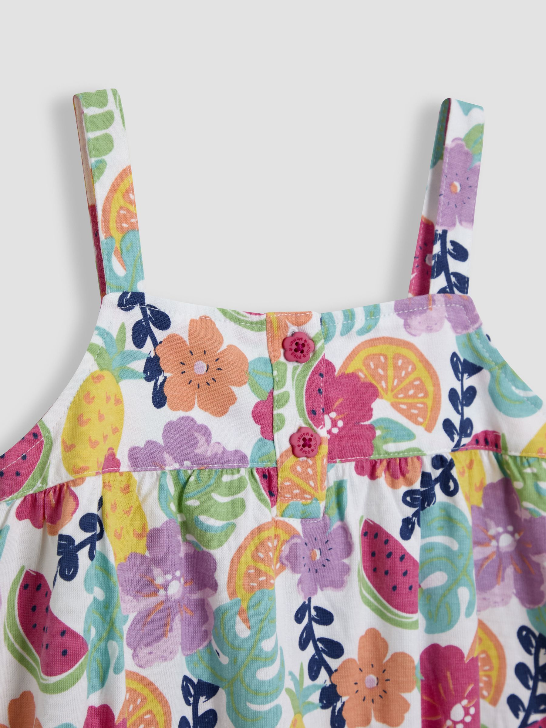 Pink Fruit Floral Button Front Jumpsuit - Image 3 of 3