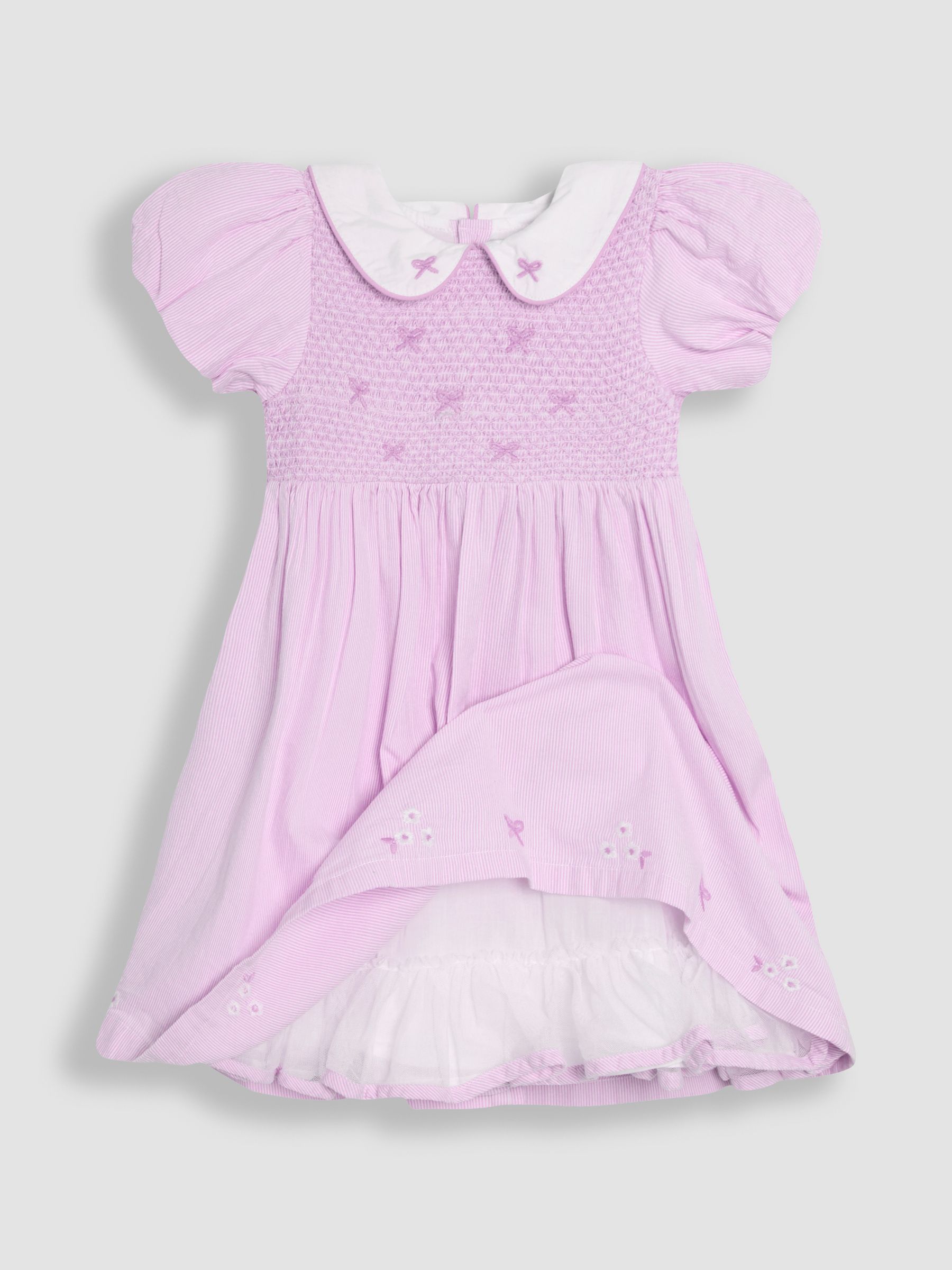 Lilac Purple Bud Floral Embroidered Smocked Party Dress - Image 2 of 6