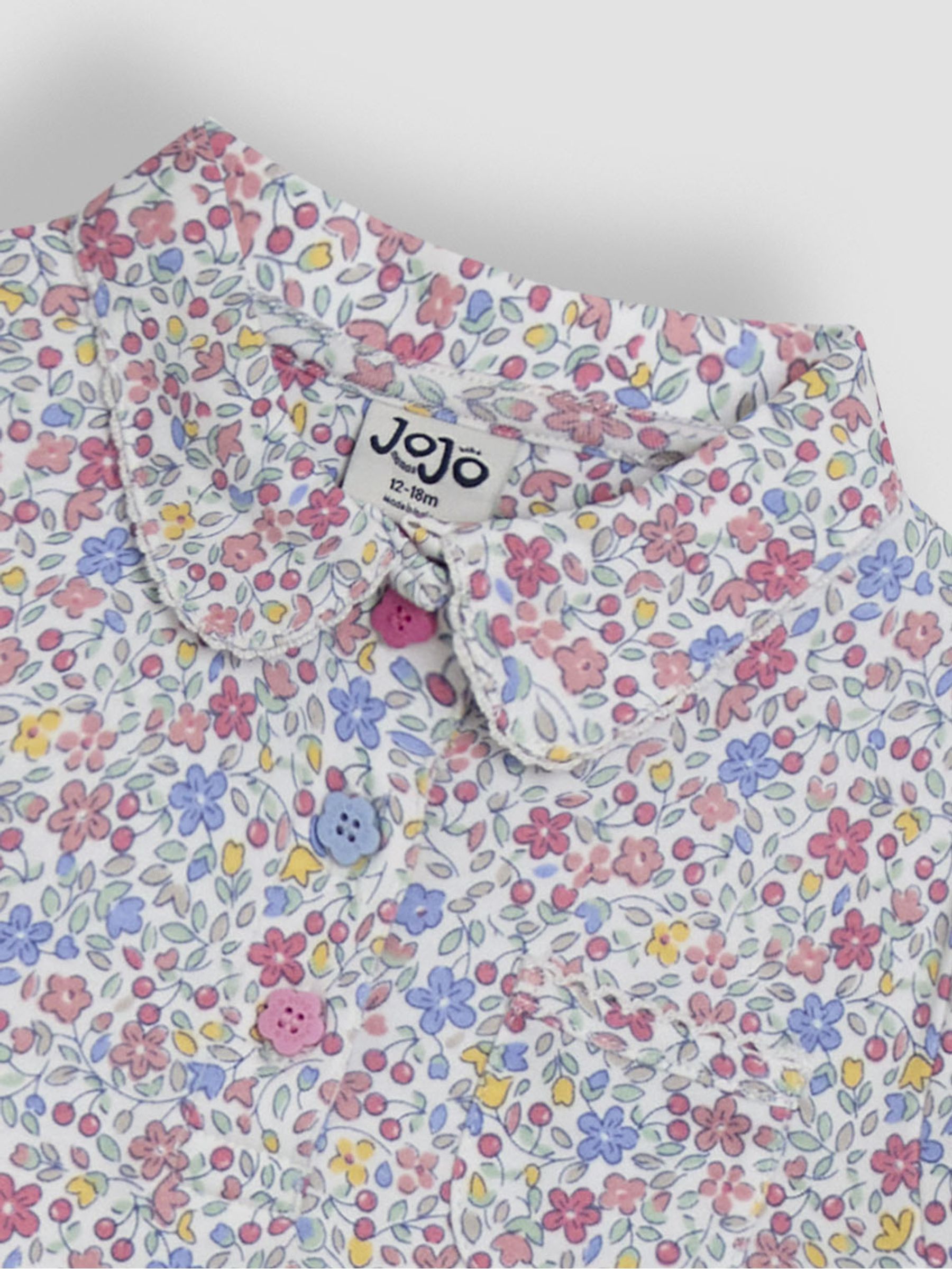 Pink Cherry Ditsy Floral 100% Cotton Pretty Polo Shirt - Image 2 of 3