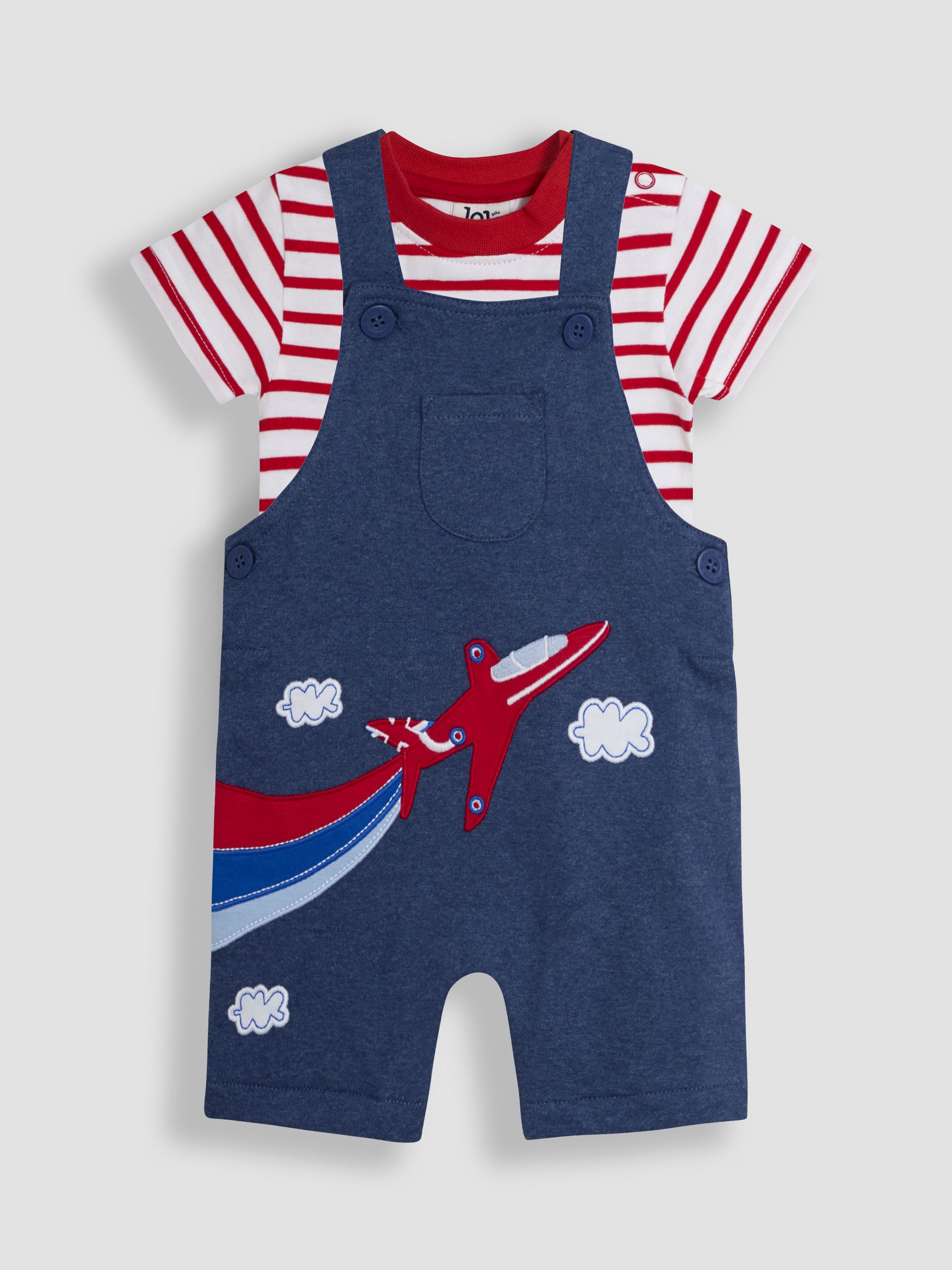 Blue 100% Cotton Arrows Dungarees & T-Shirt Set 2 Piece - Image 1 of 6