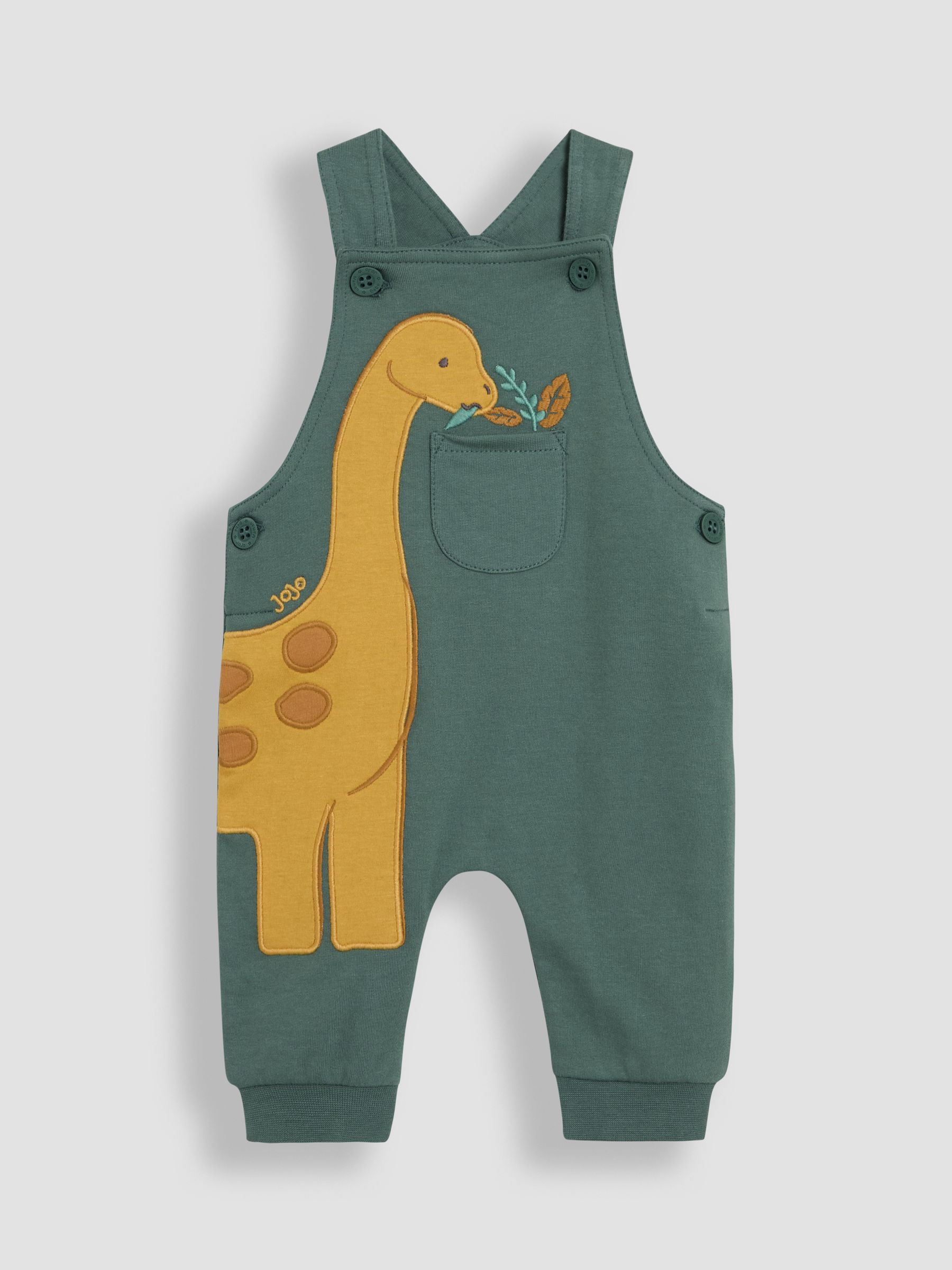 Khaki Diplodocus 2-Piece Appliqué Dungarees & T-Shirt Set - Image 2 of 6