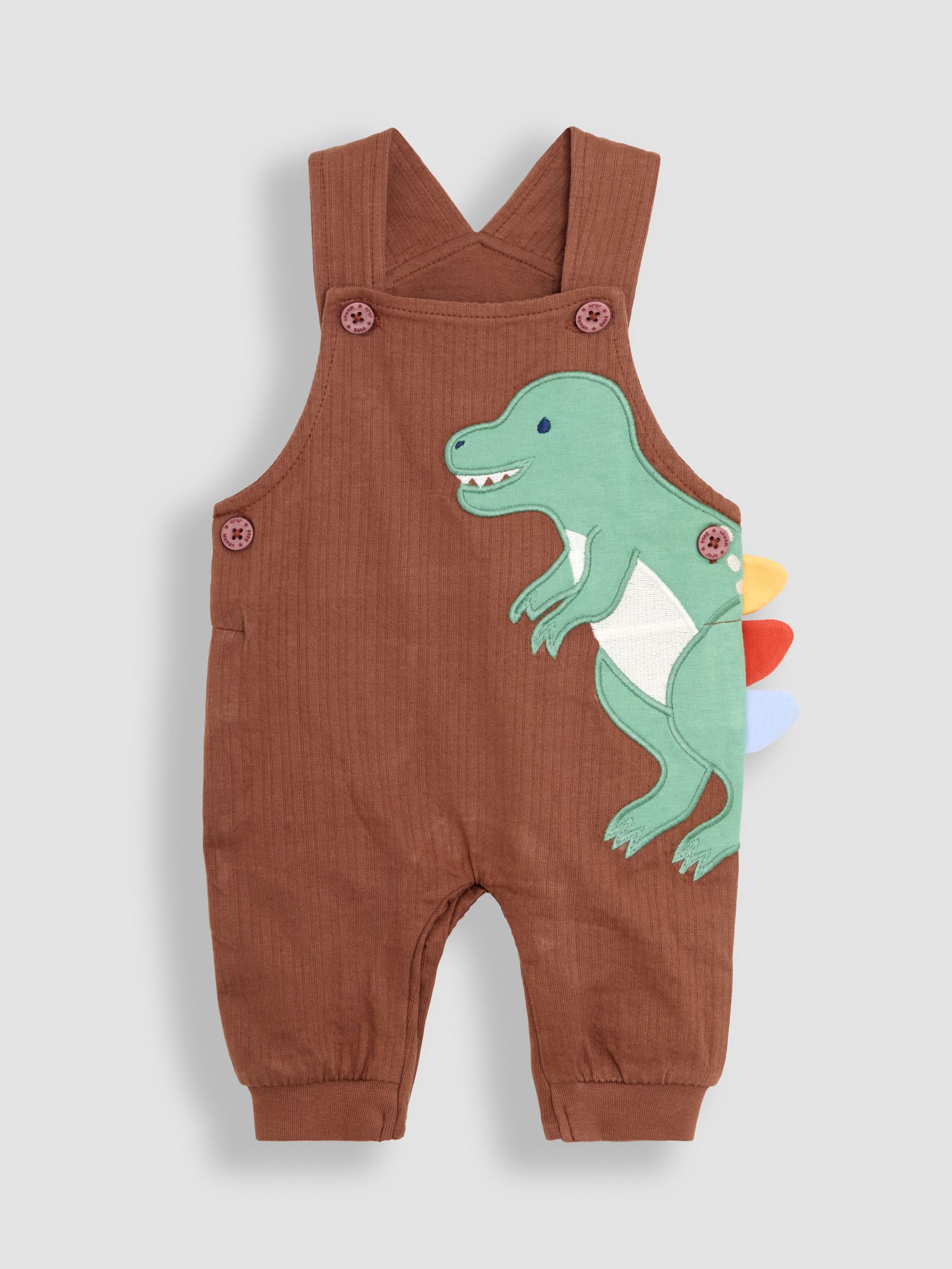 Brown TRex 2-Piece Appliqué Dungarees & T-Shirt Set - Image 2 of 6