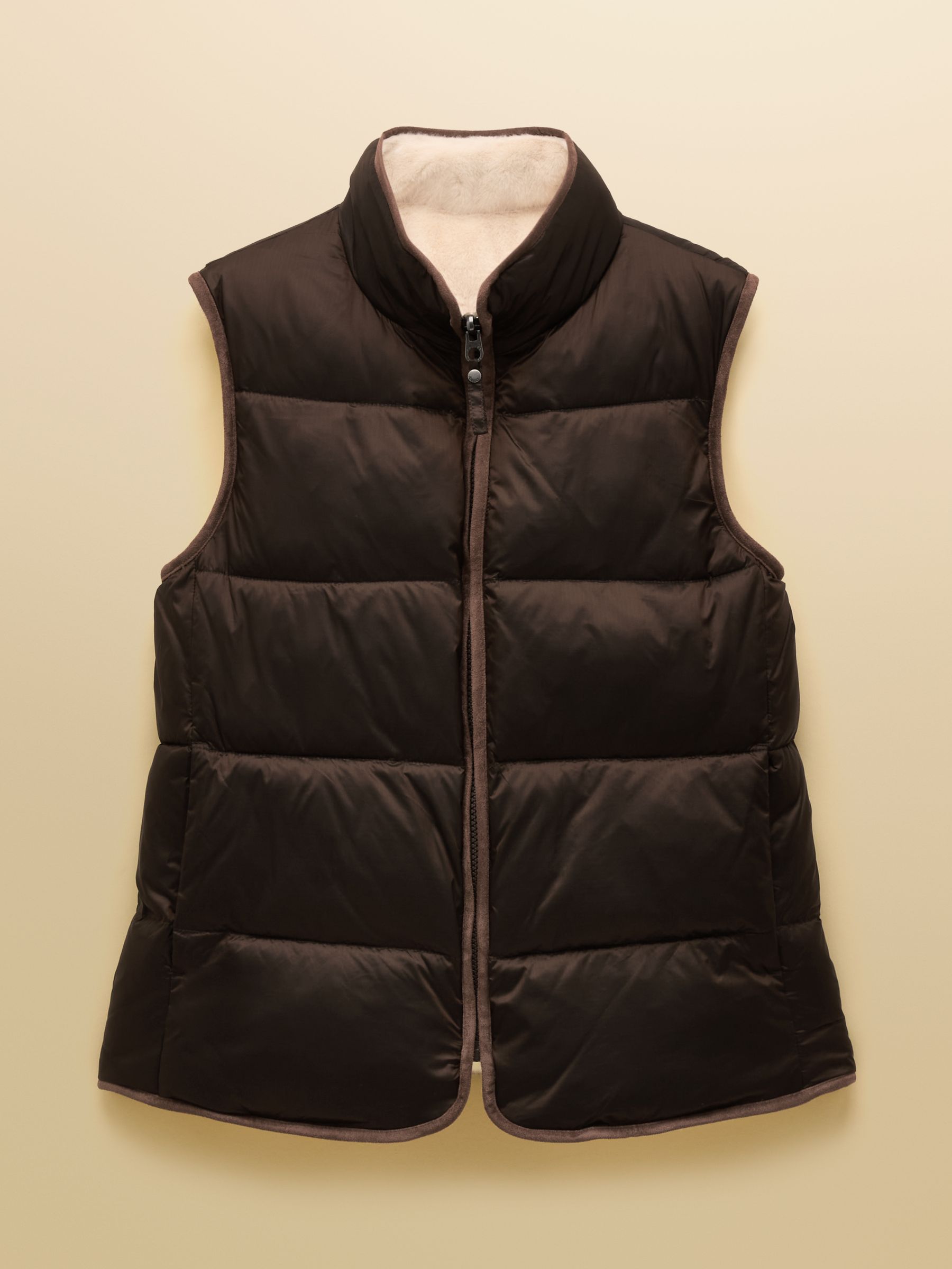 Reversible Faux Fur Cream & Brown Padded Gilet - Image 8 of 9