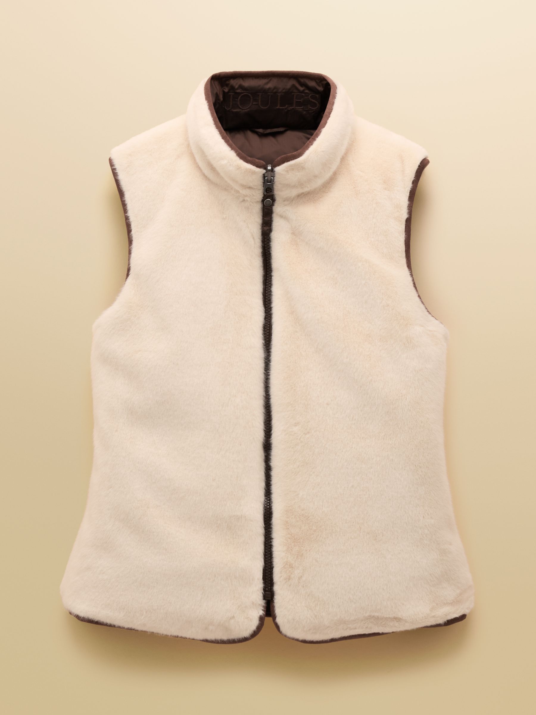 Reversible Faux Fur Cream & Brown Padded Gilet - Image 9 of 9 Reversible Faux Fur Cream & Brown Padded Gilet - Image 9 of 9