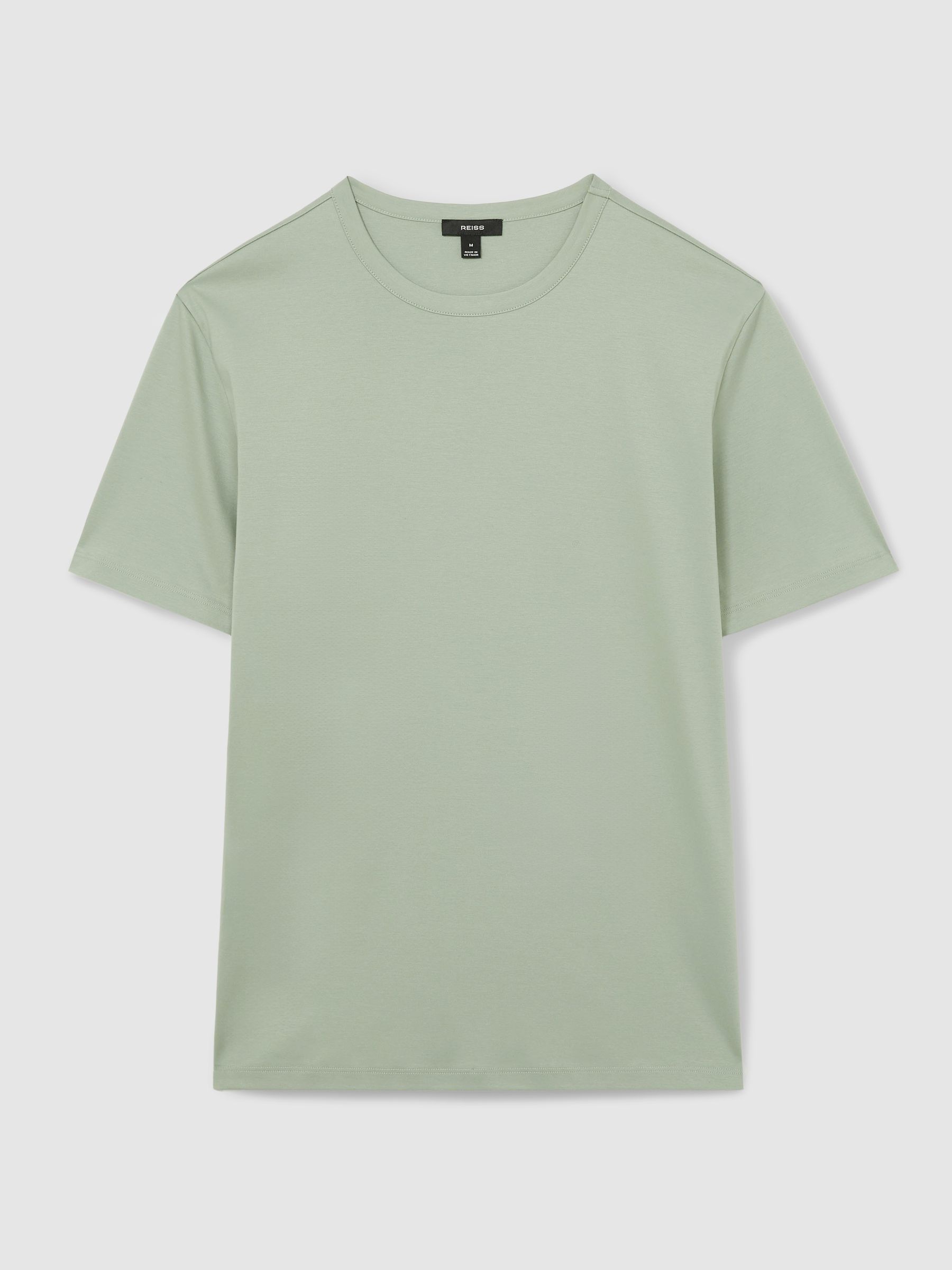 Mercerised-Cotton Crew-Neck T-Shirt in Sage Green - Image 2 of 6