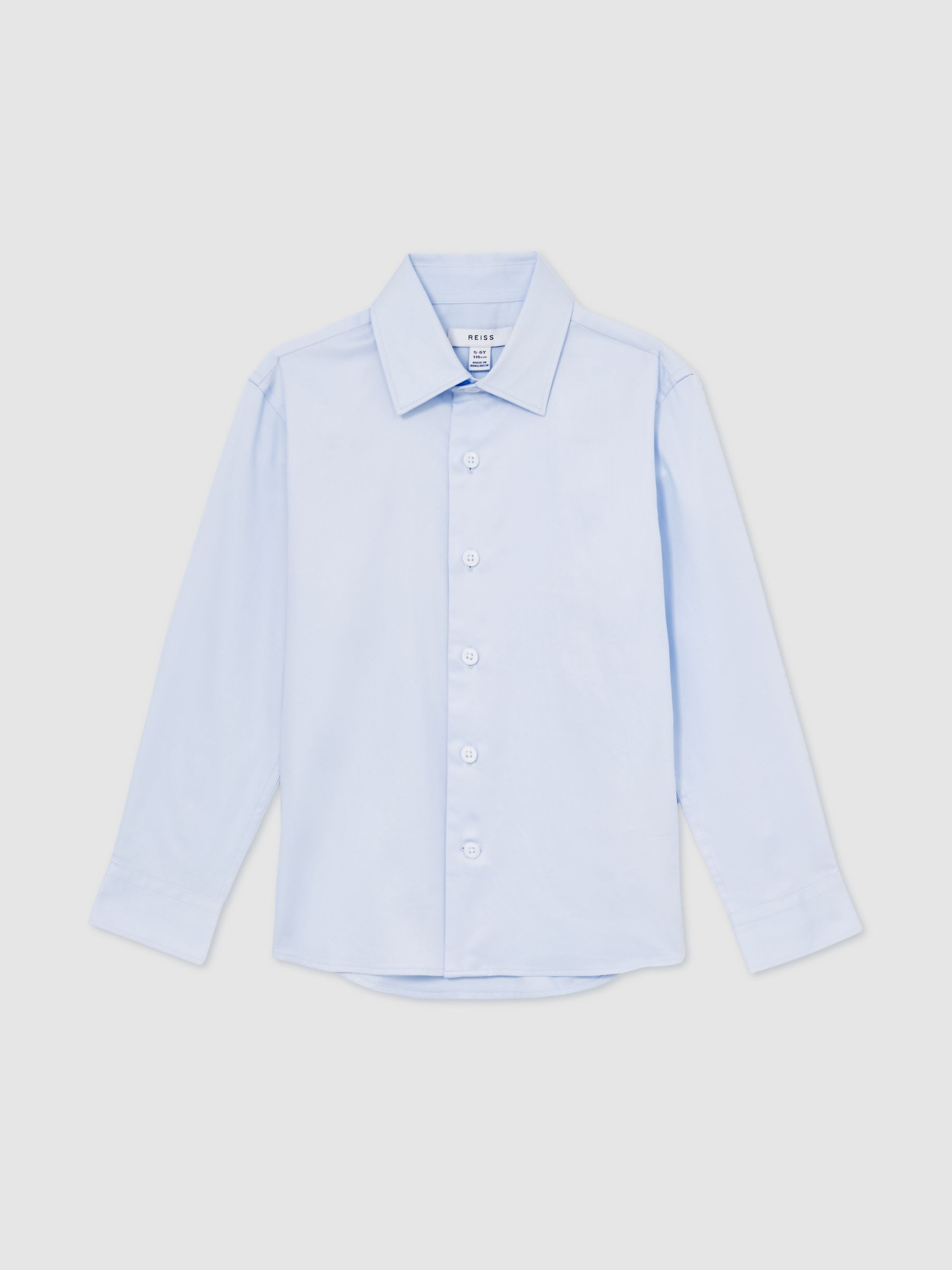 9-13 yrs Slim-Fit Cotton Shirt in Soft Blue - Image 2 of 4