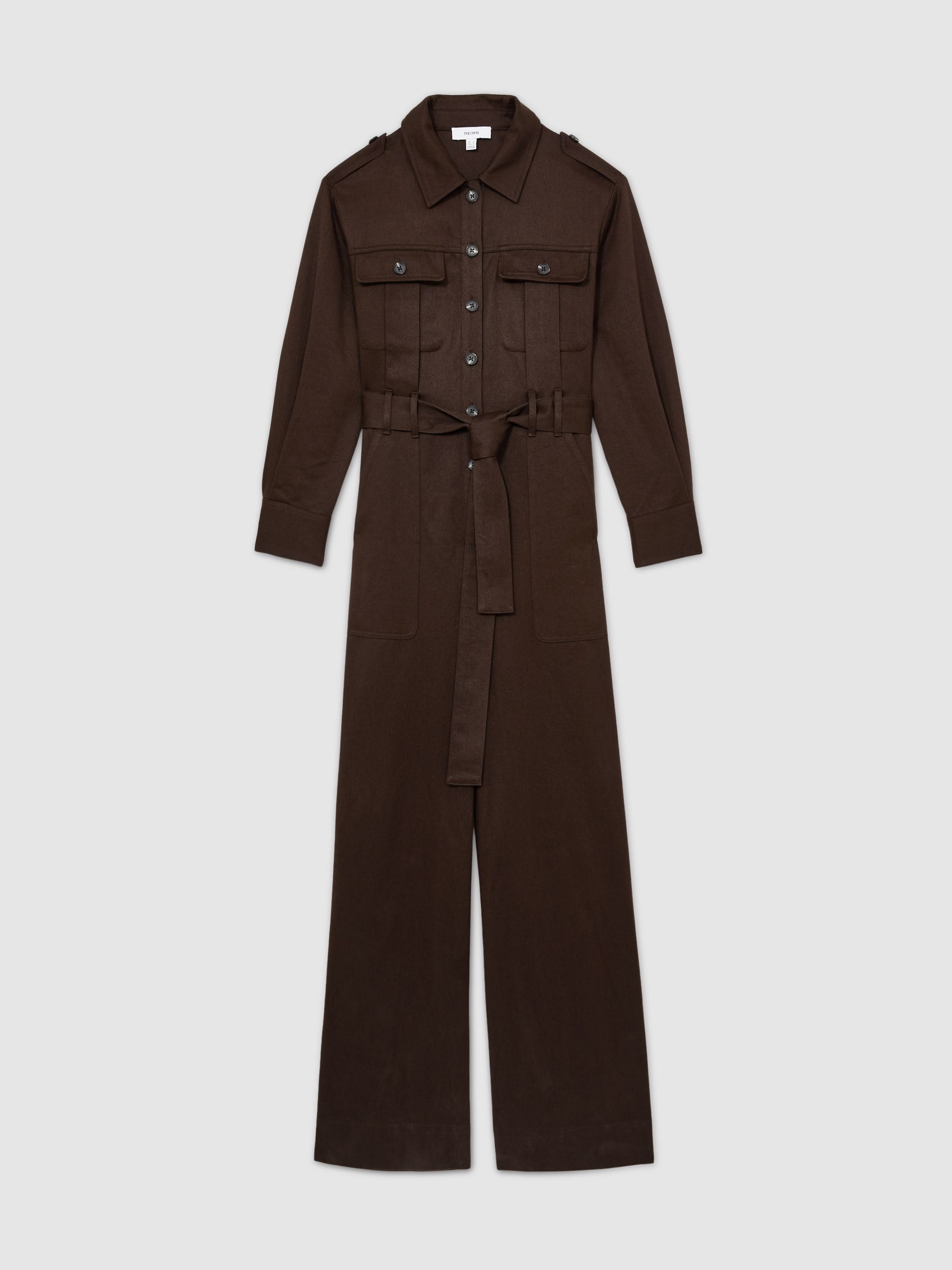 Wide Leg Utility Jumpsuit in Burgundy - Image 2 of 8