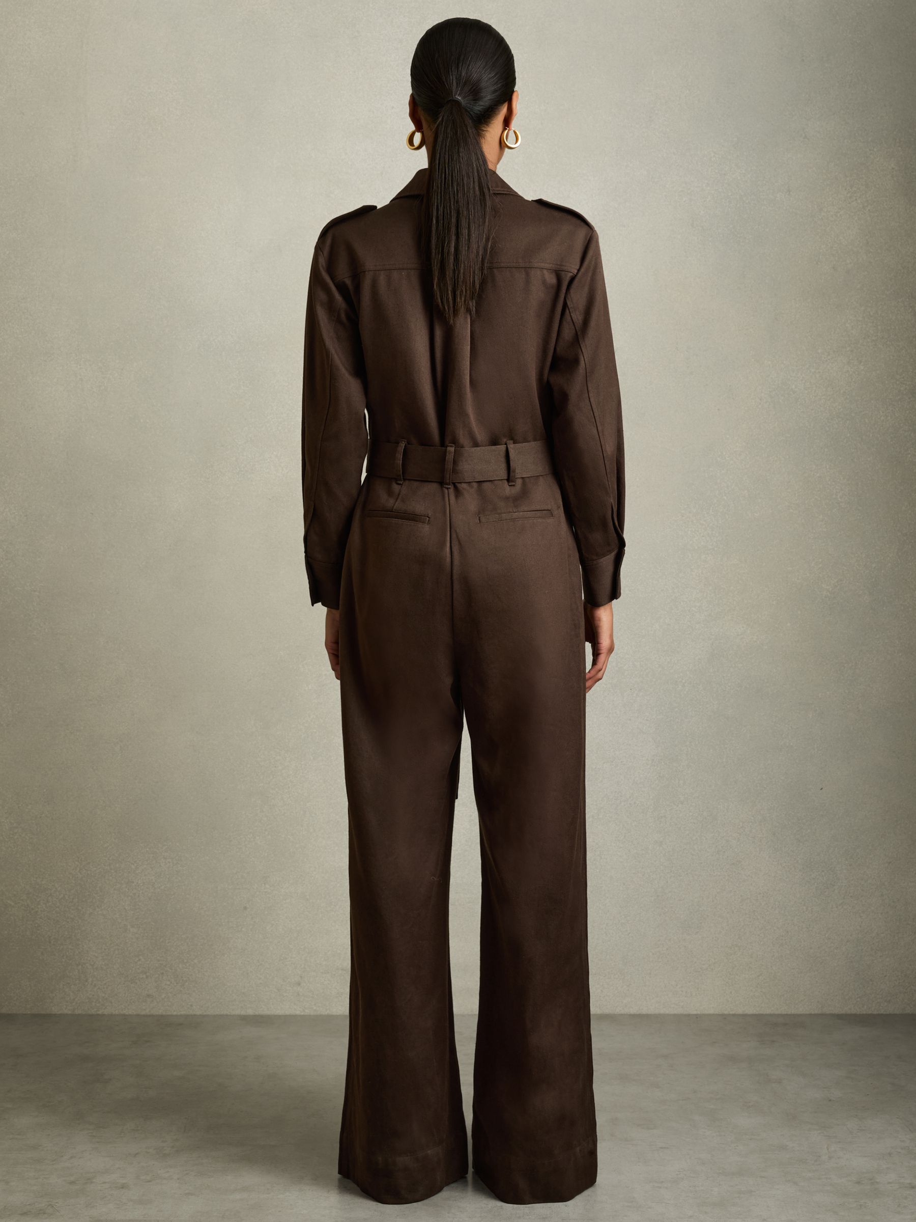 Wide Leg Utility Jumpsuit in Burgundy - Image 6 of 8
