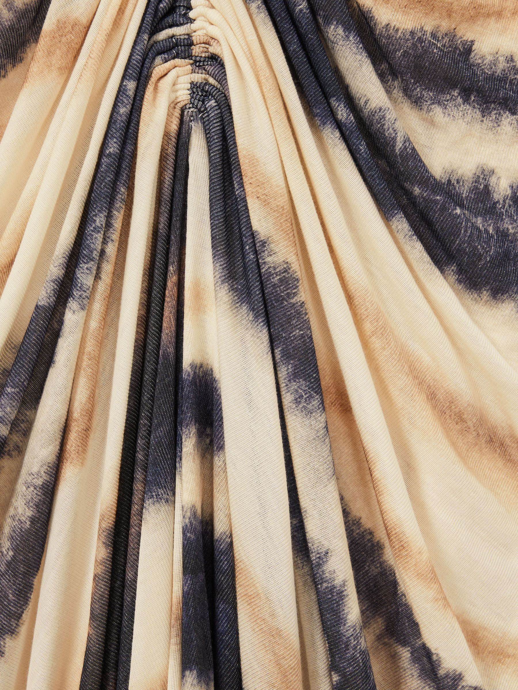 Jersey Ruched Printed Dress With Wool in Neutral/Navy - Image 5 of 5