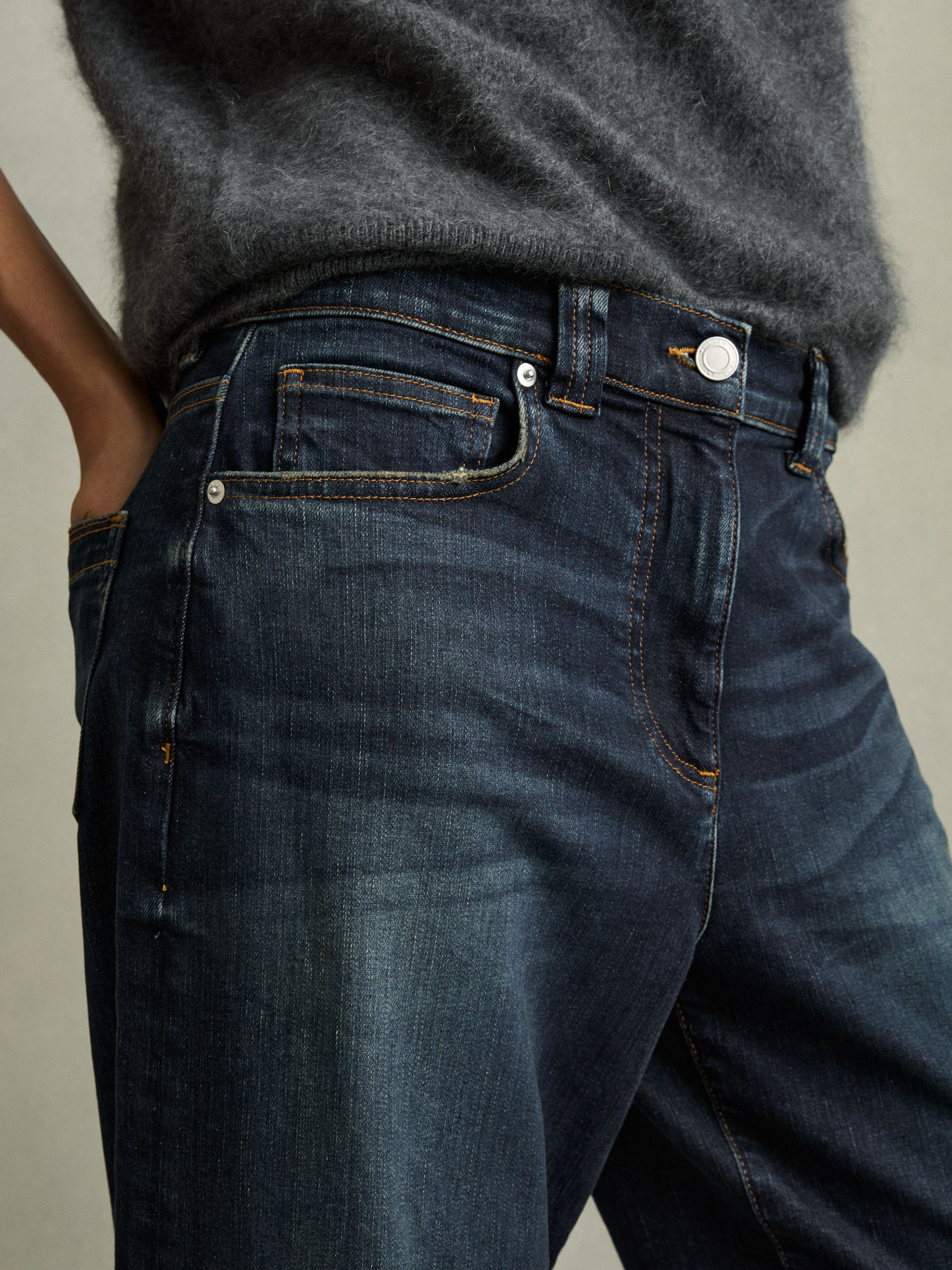 Denim Culotte Jeans in Dark Blue - Image 4 of 7
