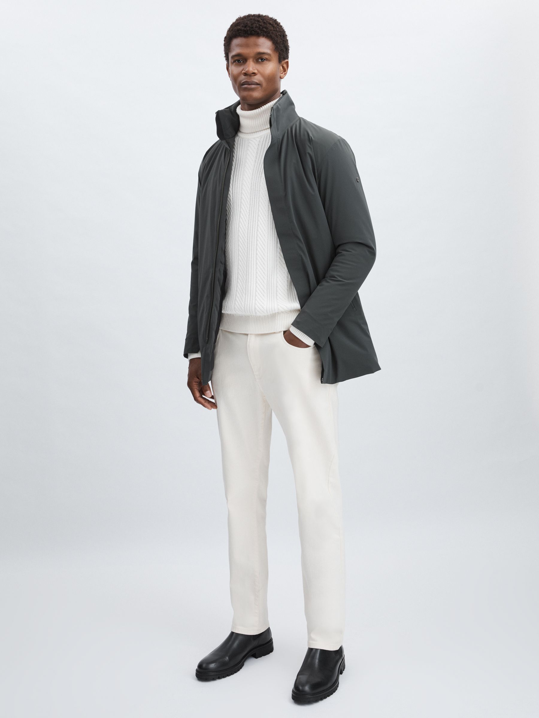 Scandinavian Edition Padded Wool Parka in Dark Olive - Image 3 of 7