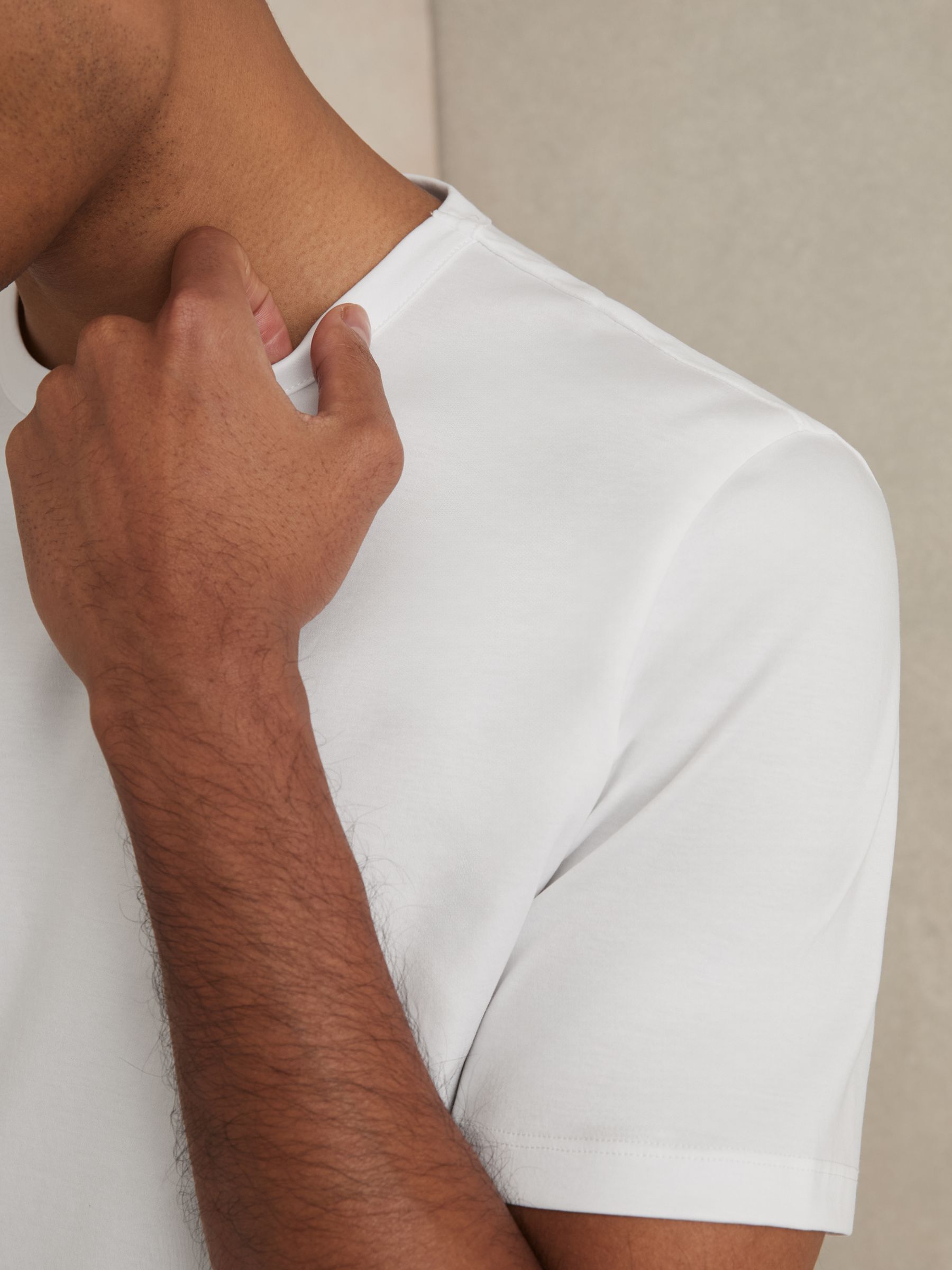 Mercerised-Cotton Crew-Neck T-Shirt in White - Image 4 of 6