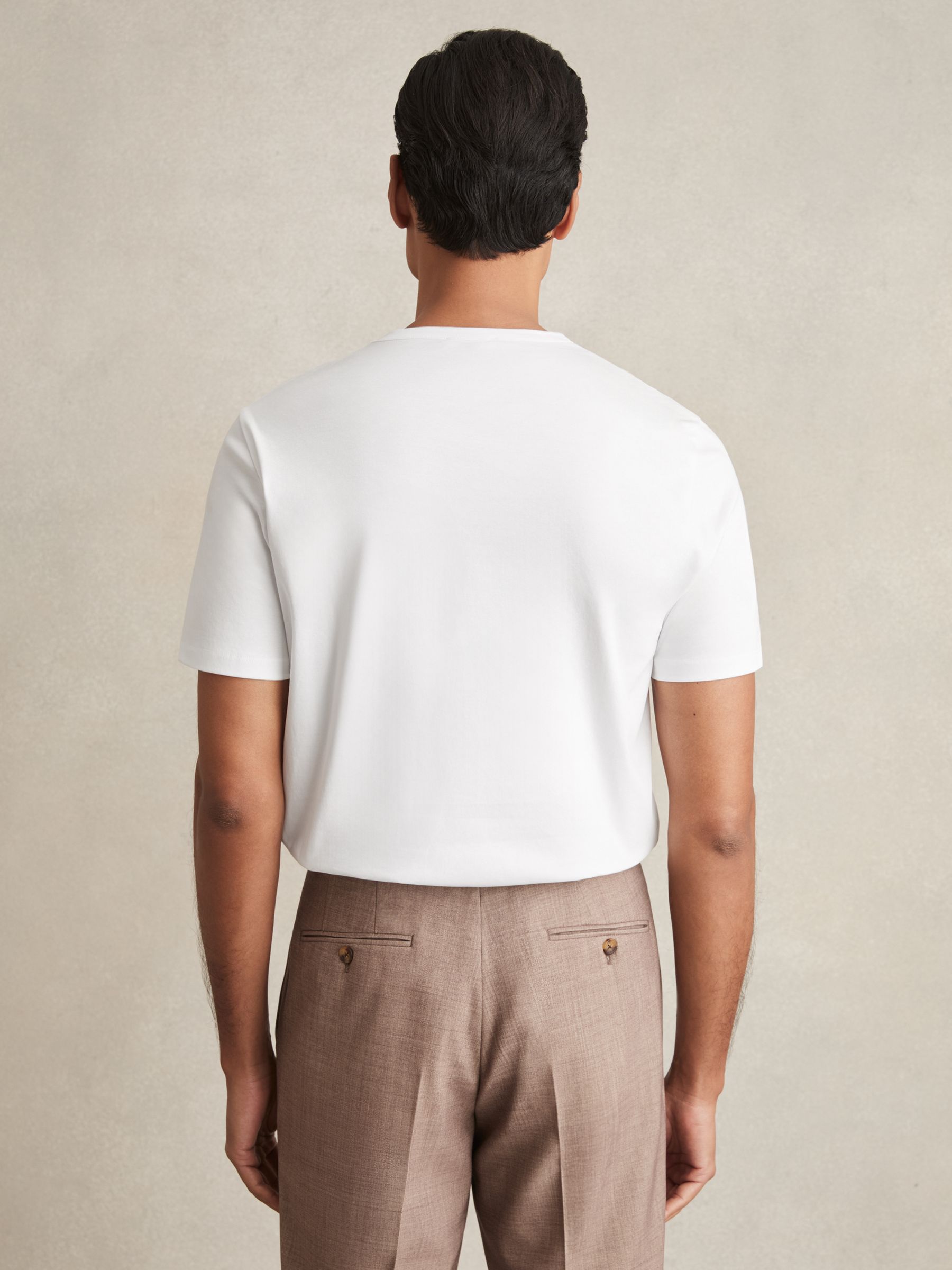 Mercerised-Cotton Crew-Neck T-Shirt in White - Image 5 of 6